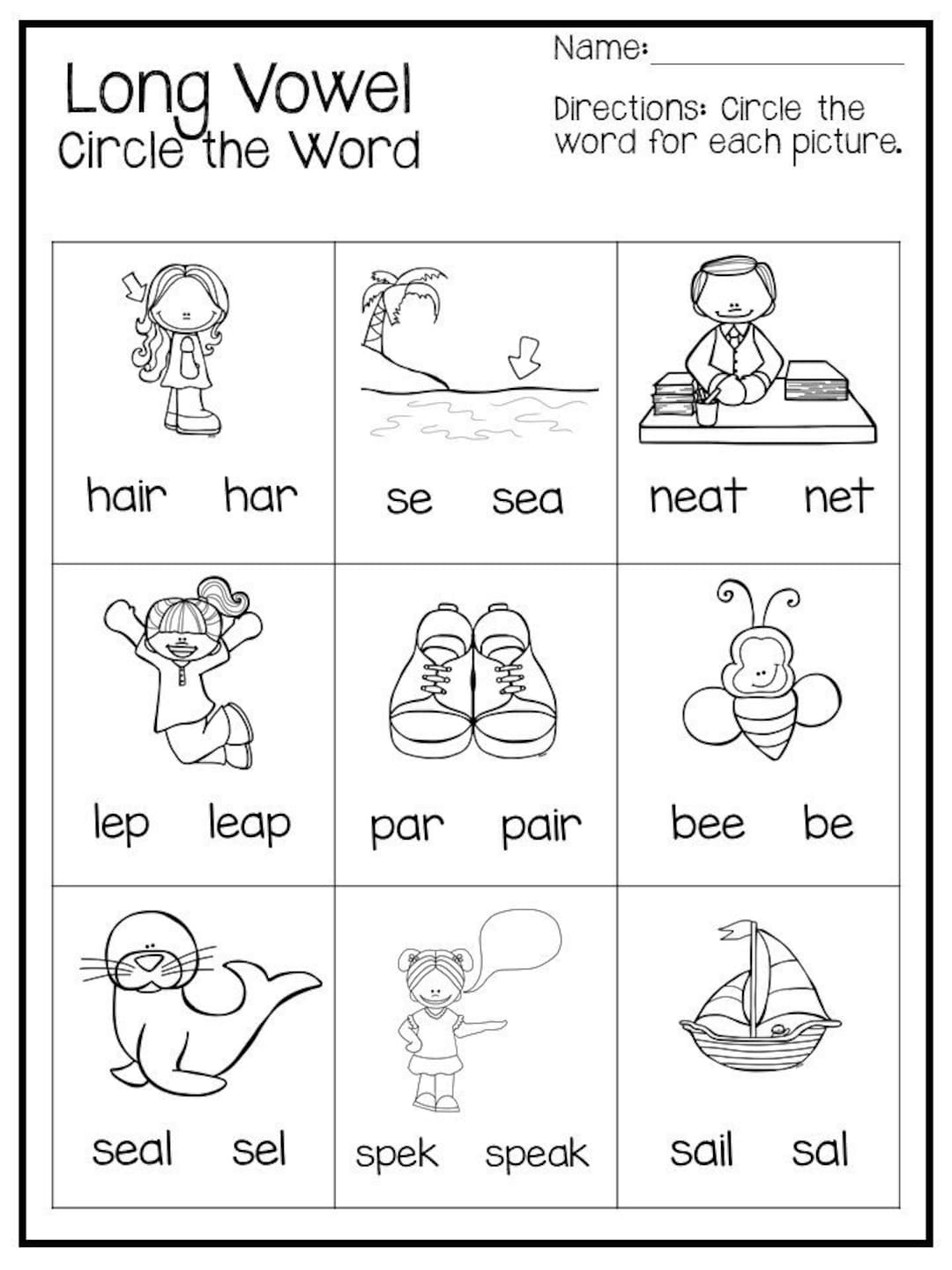 10 Printable Long Vowel Words Worksheets 1st 2nd Grade ELA Worksheets Etsy 10 Printable Long Vowel Words Worksheets 1st 2nd Grade ELA Worksheets Etsy