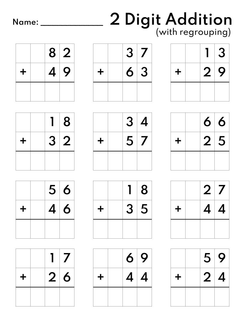 10 Printable Two Digit Addition Worksheets Double Digit Addition Worksheets 1st Grade 2nd Grade Made By Teachers Addition Printout 1st Grade Math Worksheet Catholic