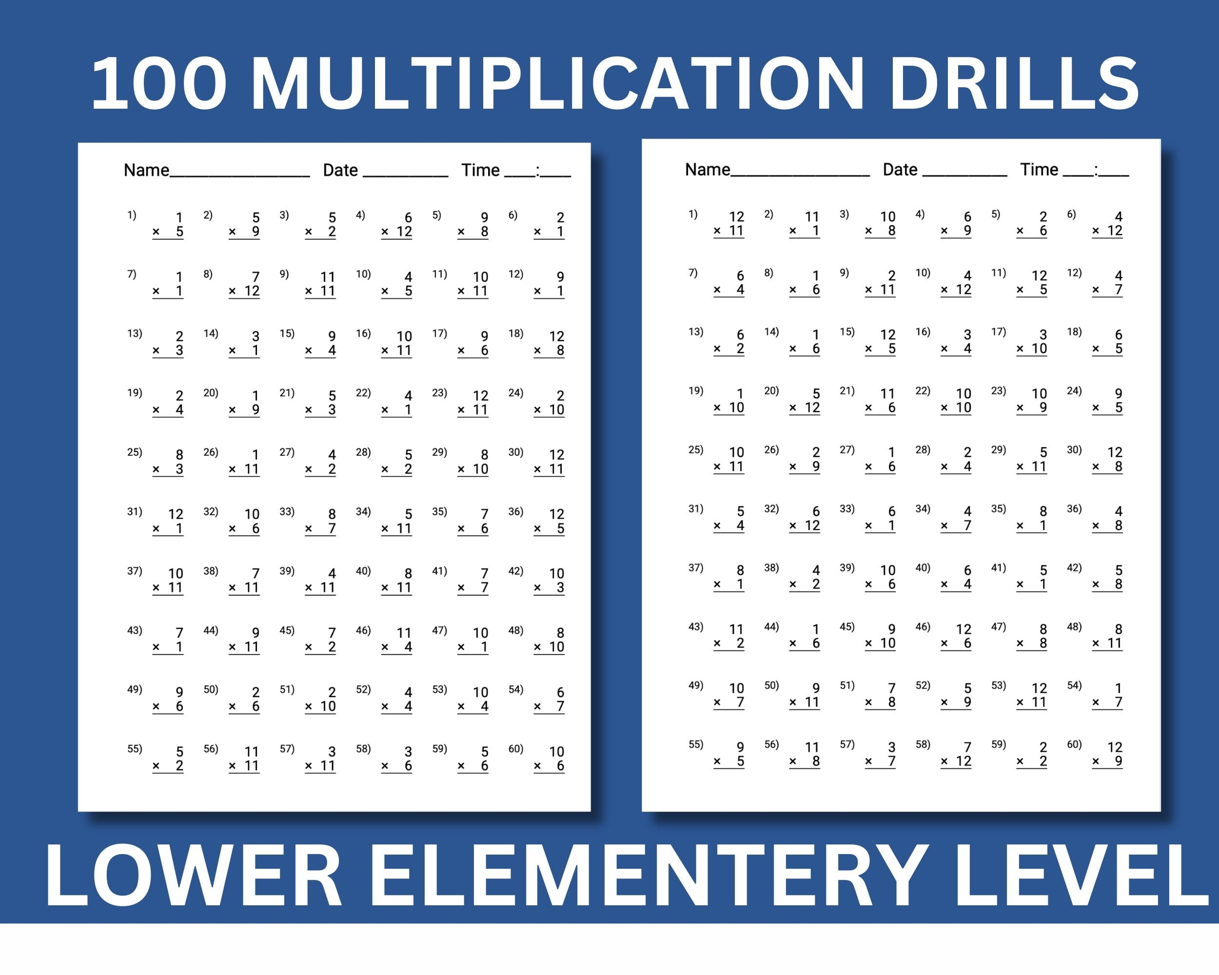 100 Multiplication Drills Worksheets Math Facts 1 12 Printable PDF Etsy 100 Multiplication Drills Worksheets Math Facts 1 12 Printable PDF Etsy