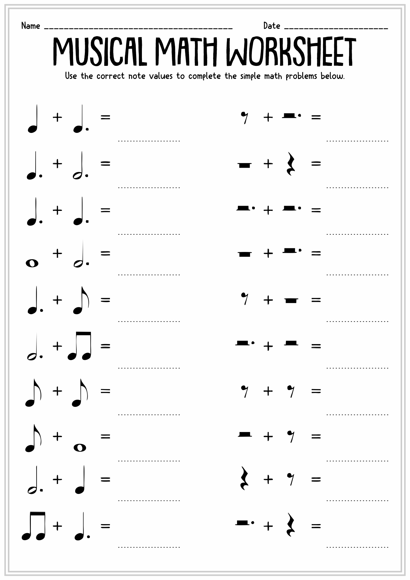 Music Activity Sheets Free Music Themed Worksheets