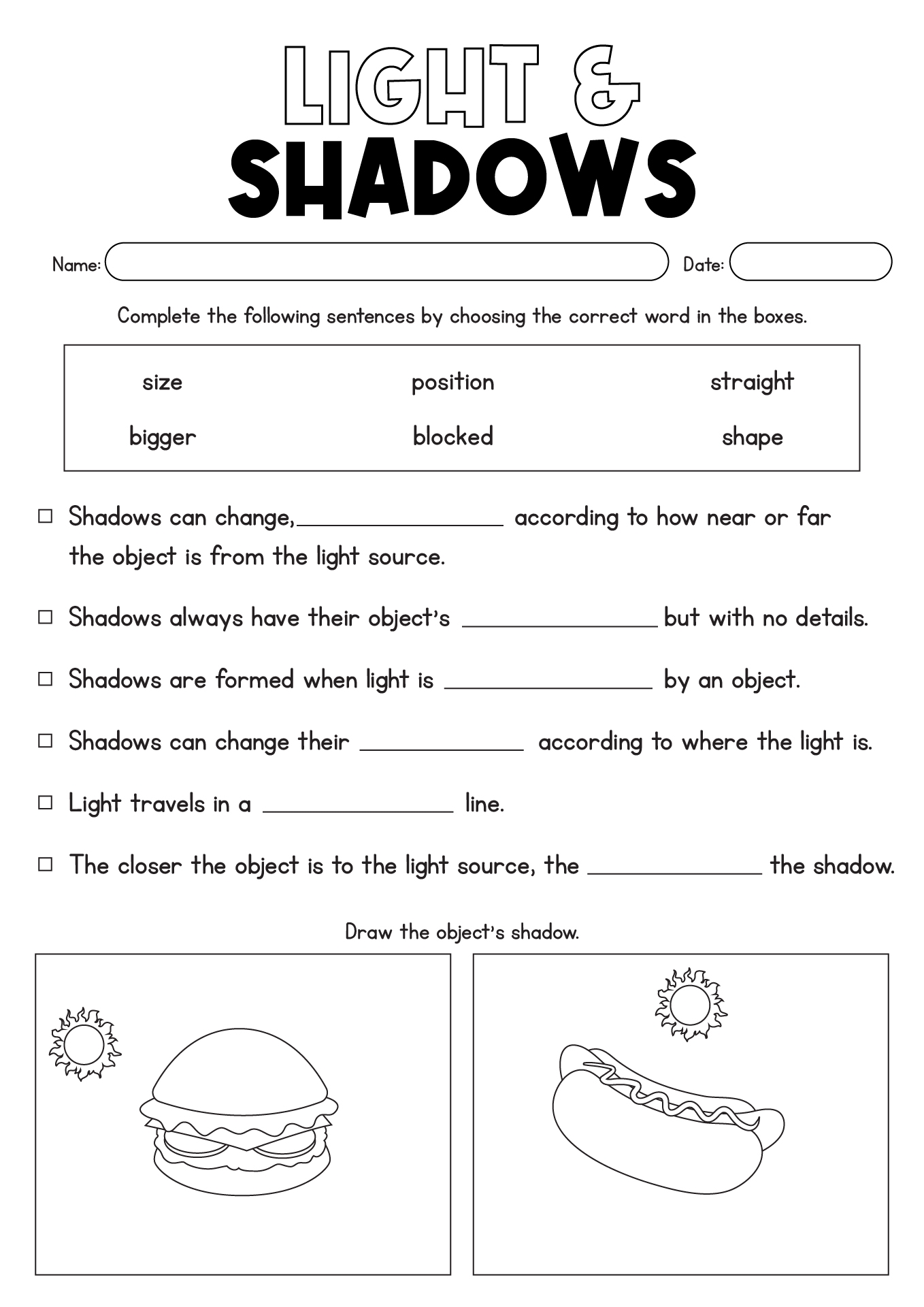 11 My Shadow Worksheet Free PDF At Worksheeto