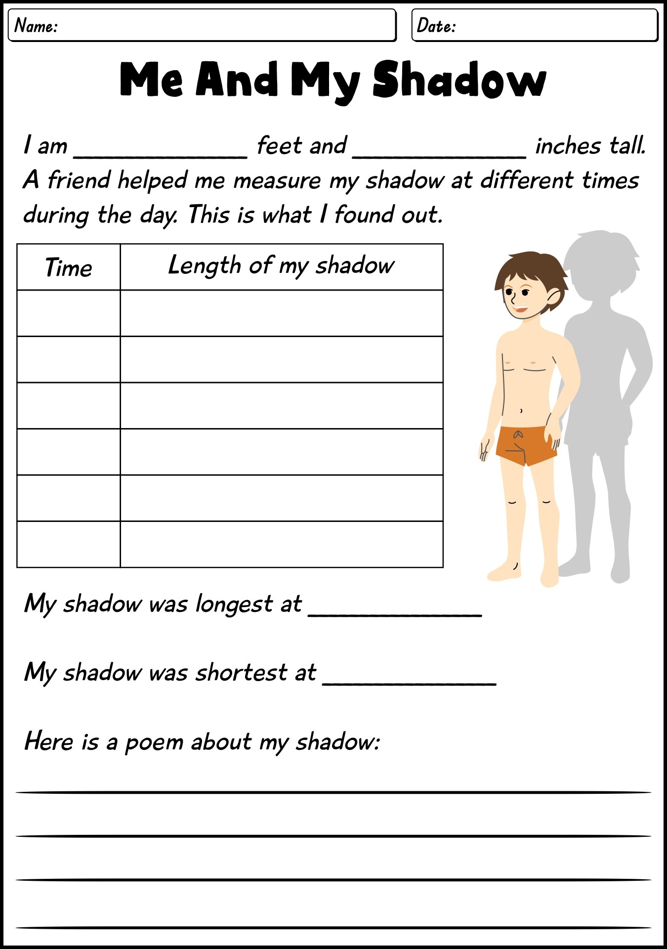 11 My Shadow Worksheet Free PDF At Worksheeto