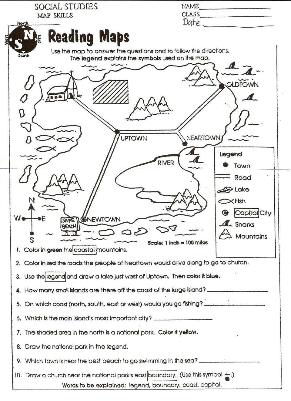 11 Reading A Map Key Worksheet