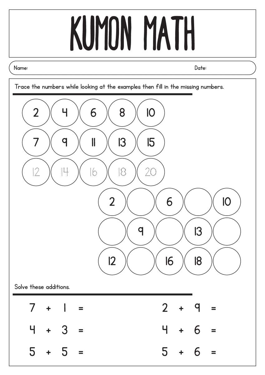 12 First Grade Kumon Worksheets Free PDF At Worksheeto