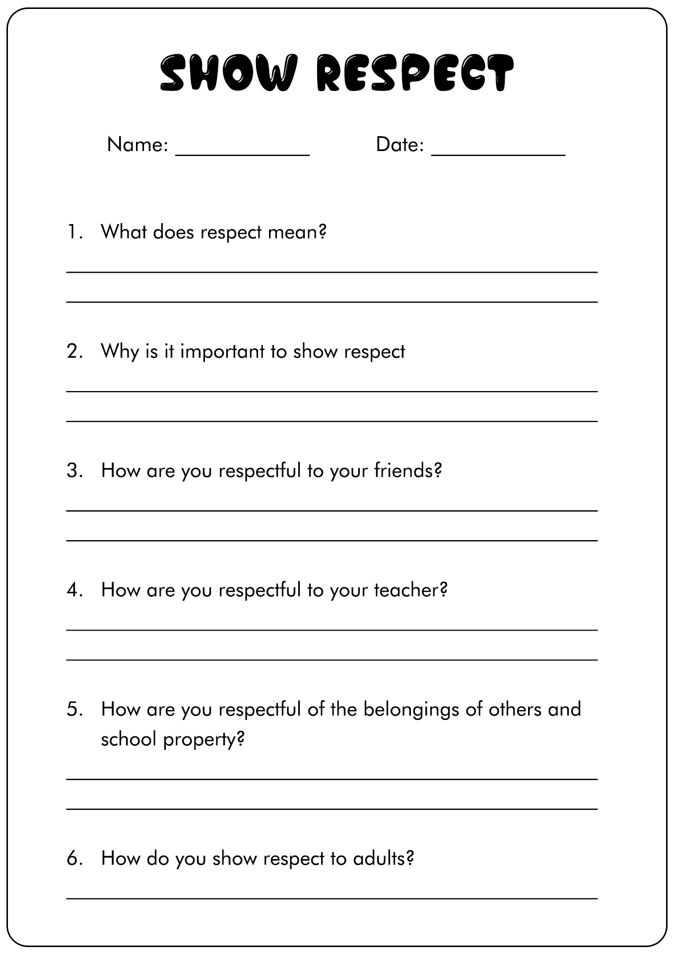 12 Respect Worksheets For Teenagers Free PDF At Worksheeto