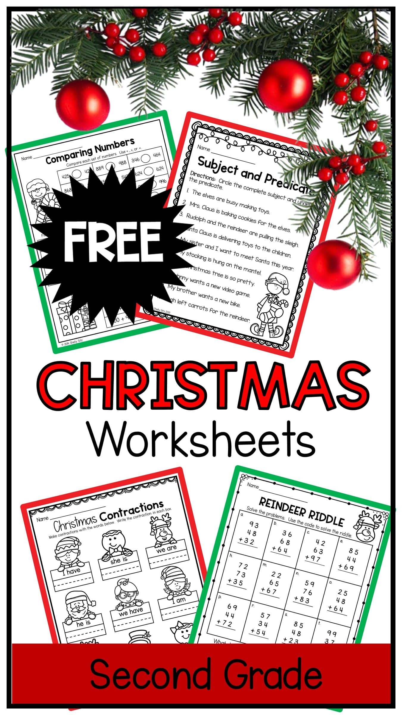 13 Free Christmas Worksheets For Second Grade Second Grade Teaching Blog