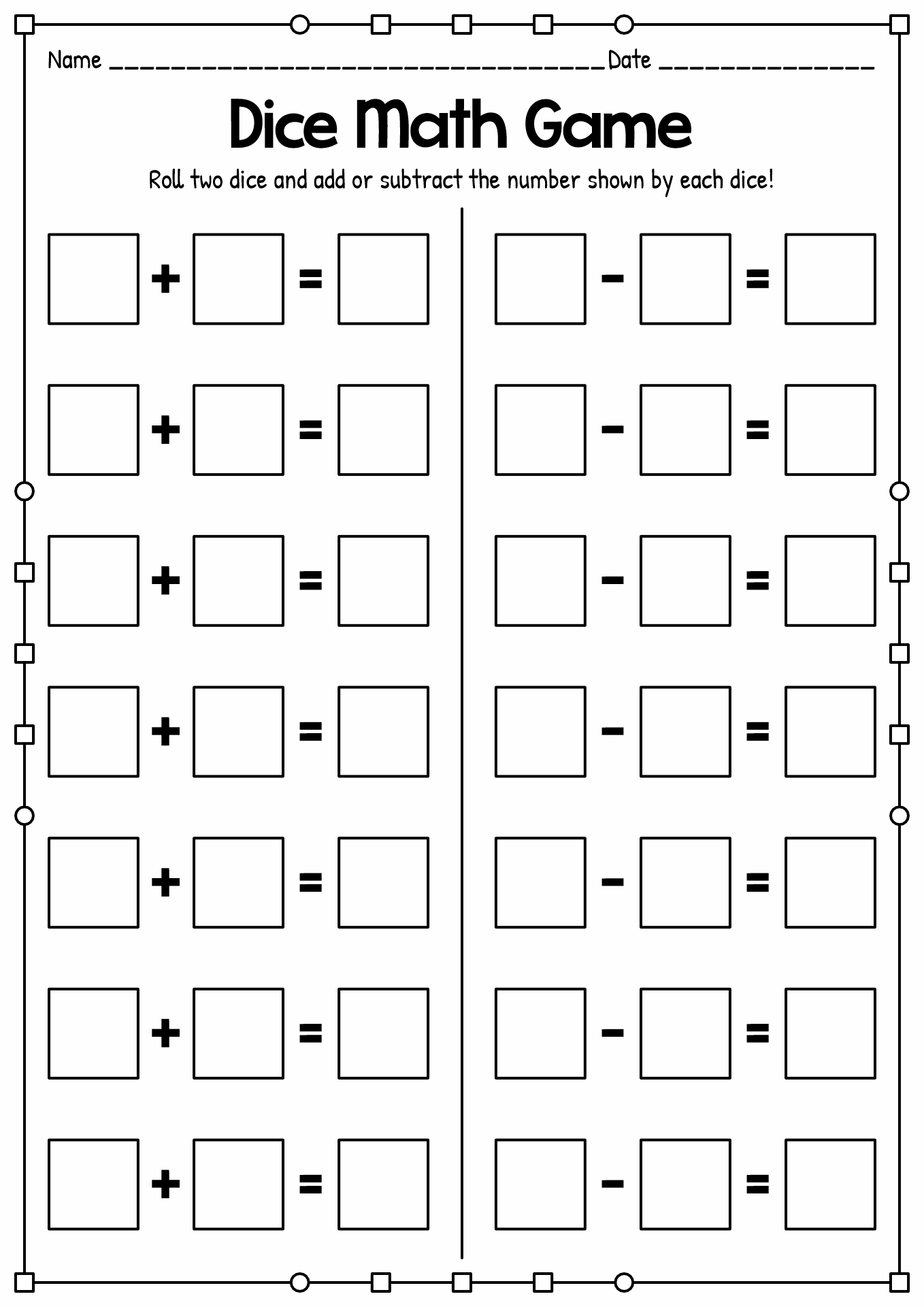 14 Dice Math Worksheets Free PDF At Worksheeto