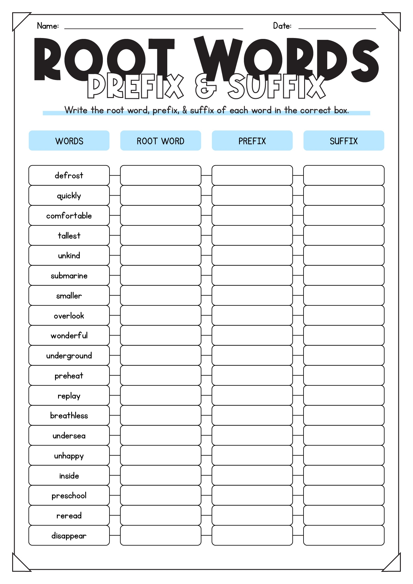 14 ROOT WORDS Prefixes And Suffixes Worksheets Free PDF At Worksheeto 14 ROOT WORDS Prefixes And Suffixes Worksheets Free PDF At Worksheeto