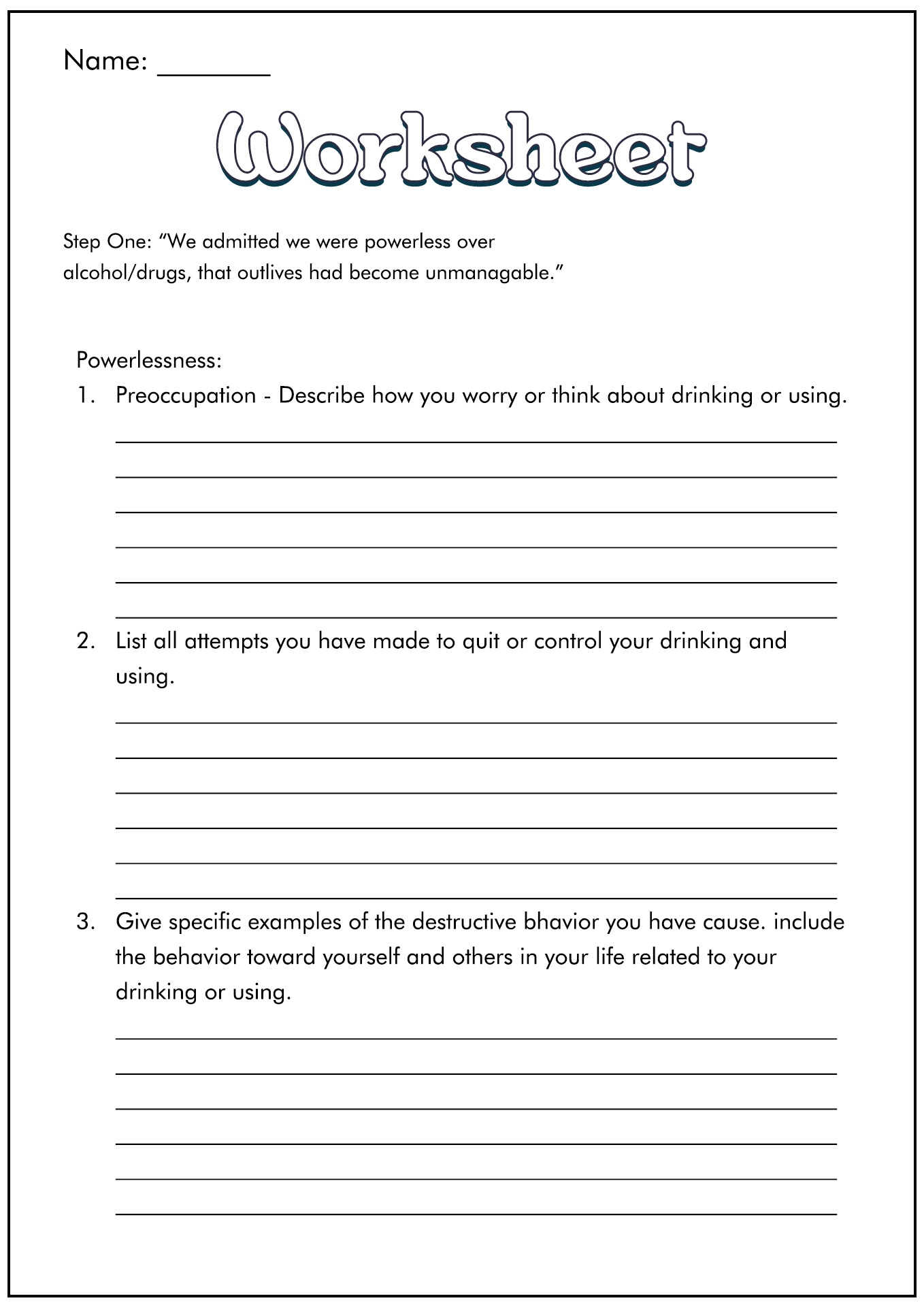 15 12 Step Recovery Worksheets Free PDF At Worksheeto Worksheets Library 15 12 Step Recovery Worksheets Free PDF At Worksheeto Worksheets Library