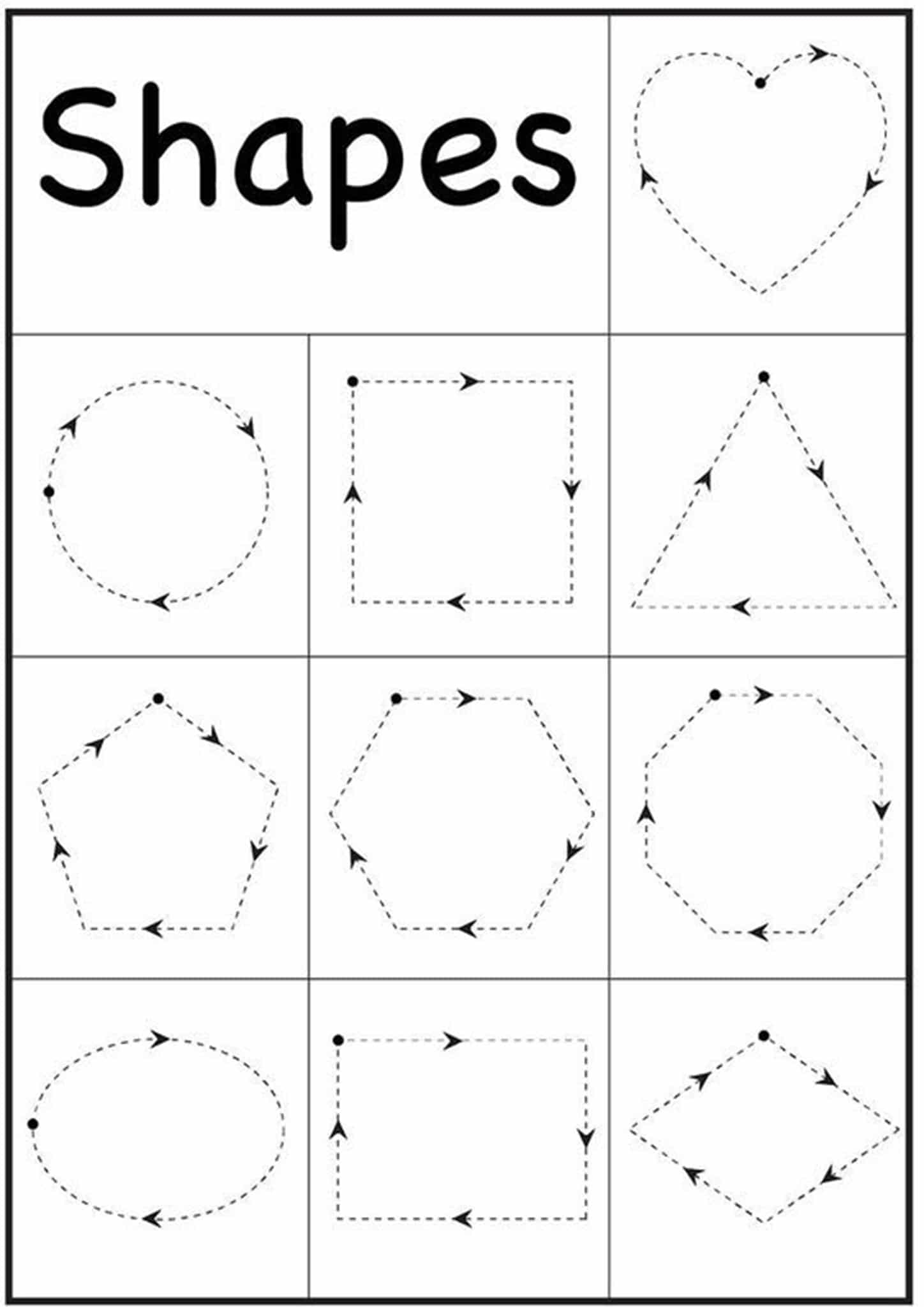 15 FREE Tracing Shapes Worksheets For Preschool Kids My Happy Homeschooling