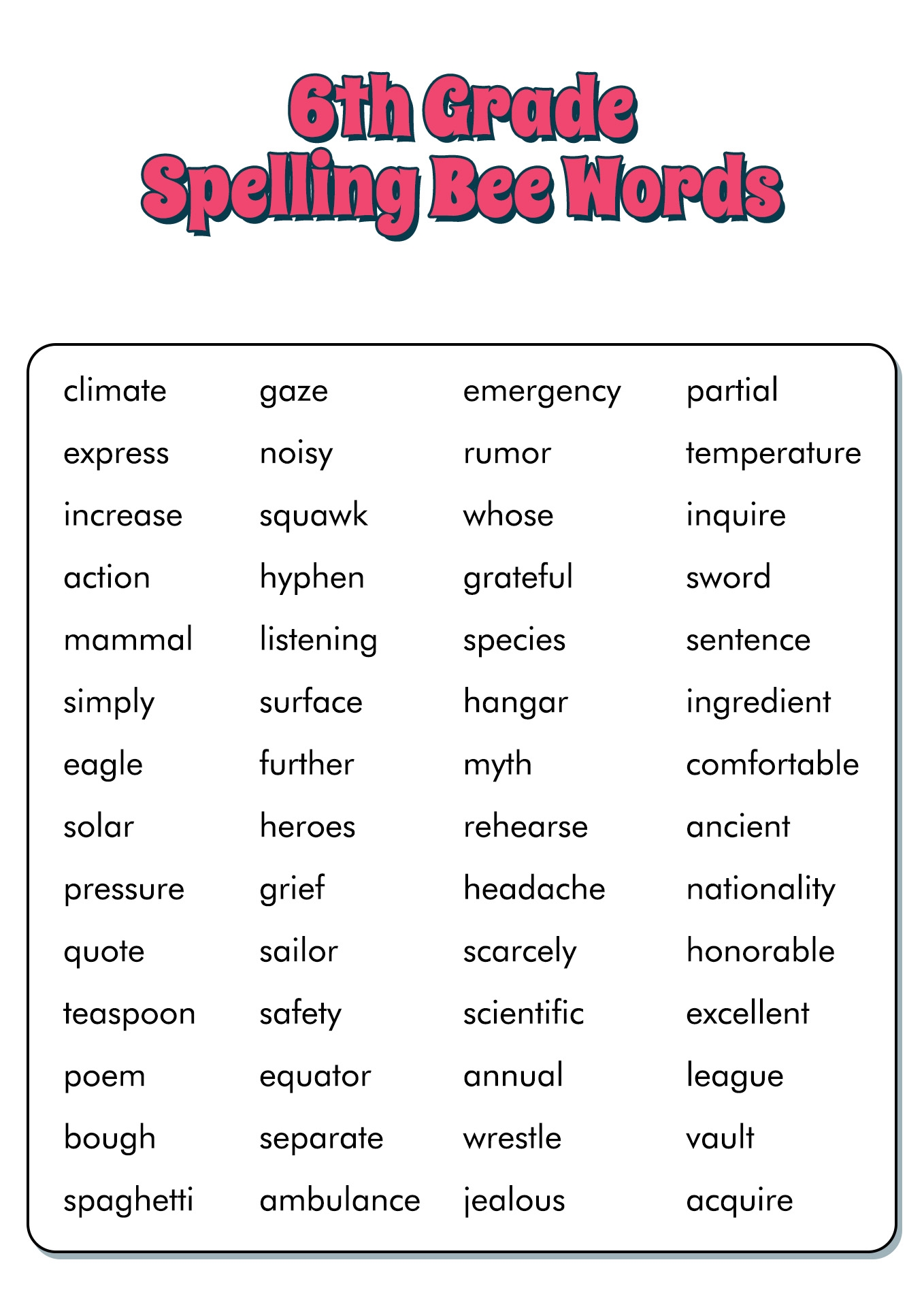 16 6th Grade Spelling Words Worksheets Free PDF At Worksheeto Worksheets Library