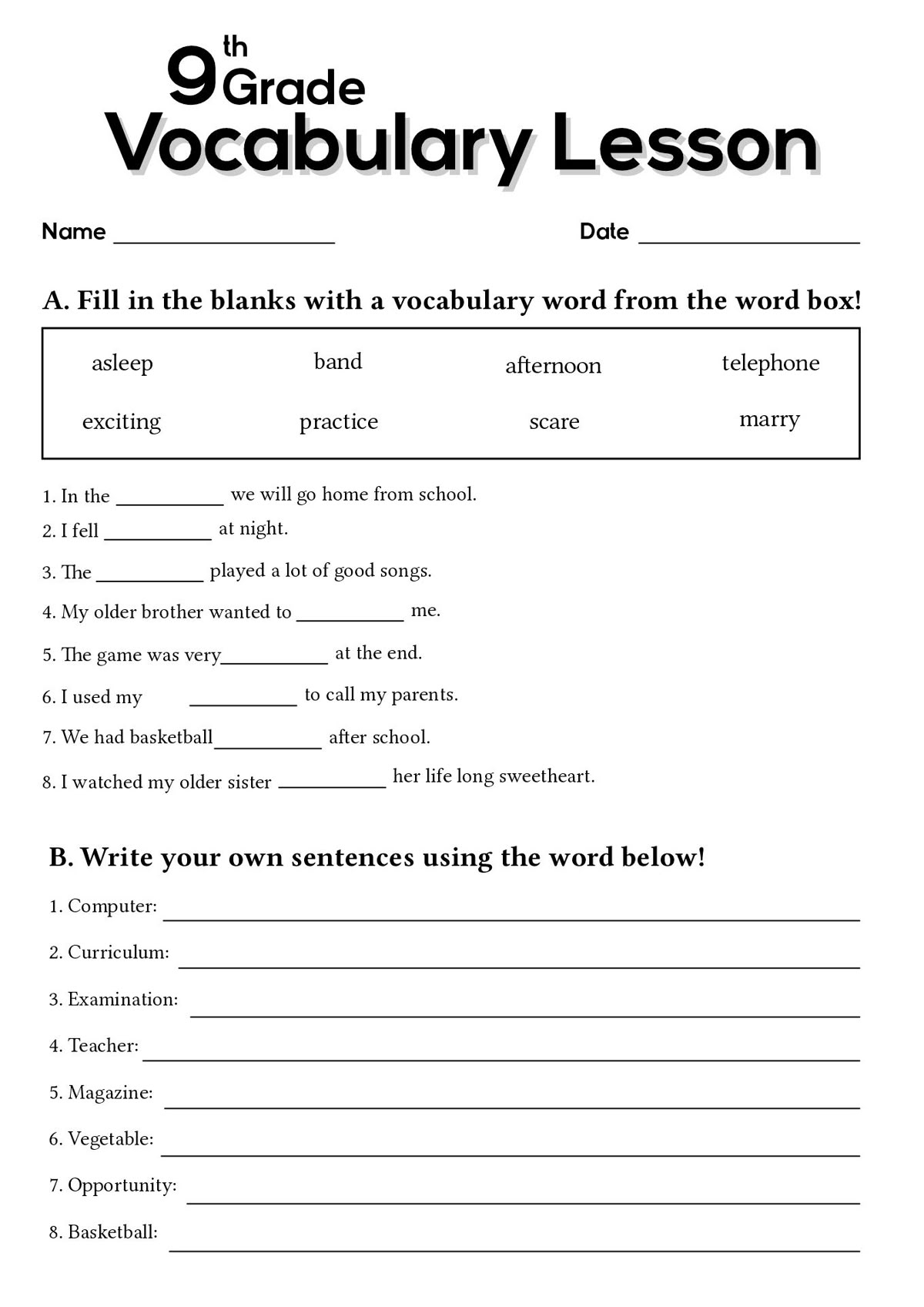 17 9th Grade Worksheets Spelling Words 17 9th Grade Worksheets Spelling Words