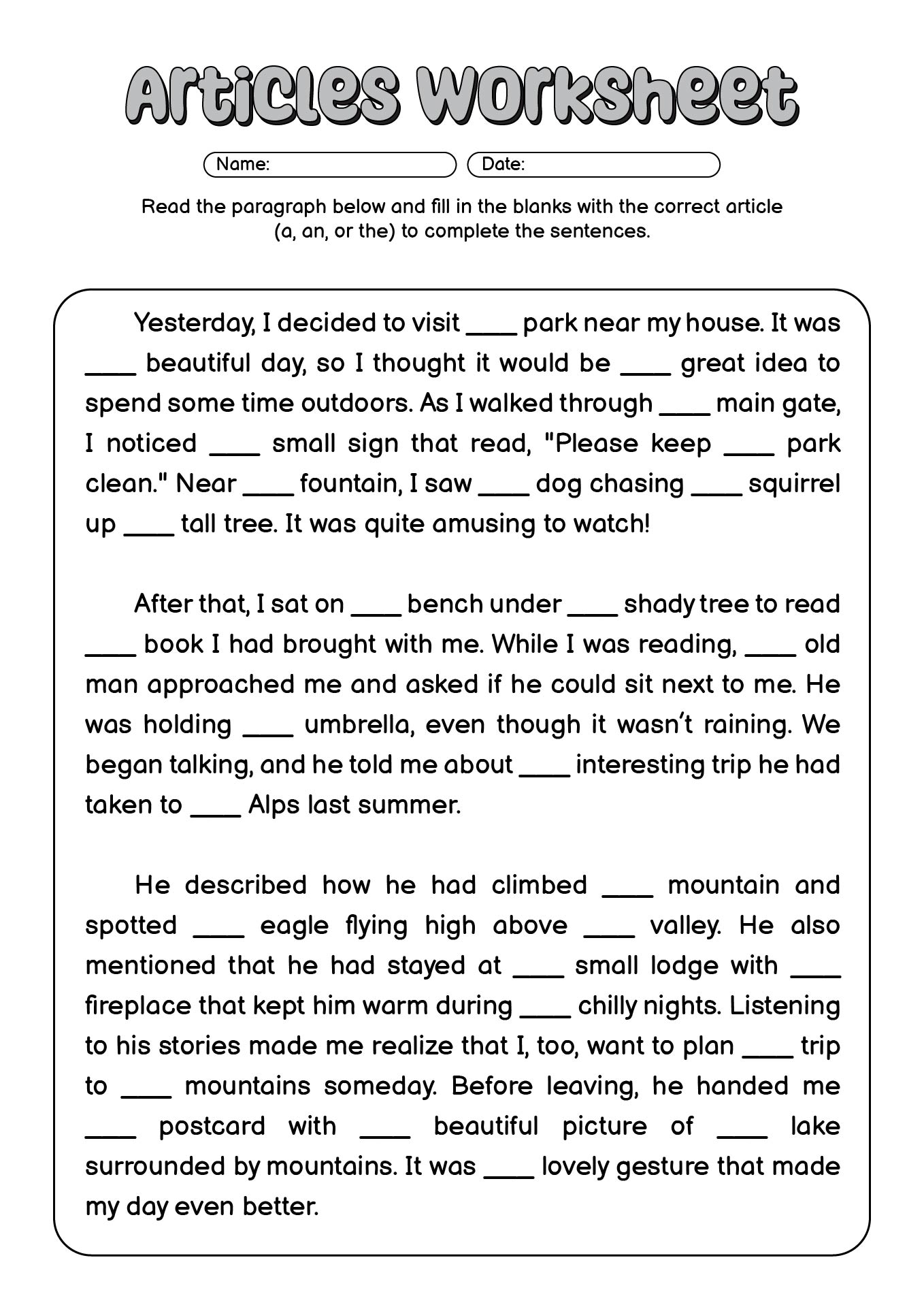 17 English Articles Worksheet Free PDF At Worksheeto 17 English Articles Worksheet Free PDF At Worksheeto