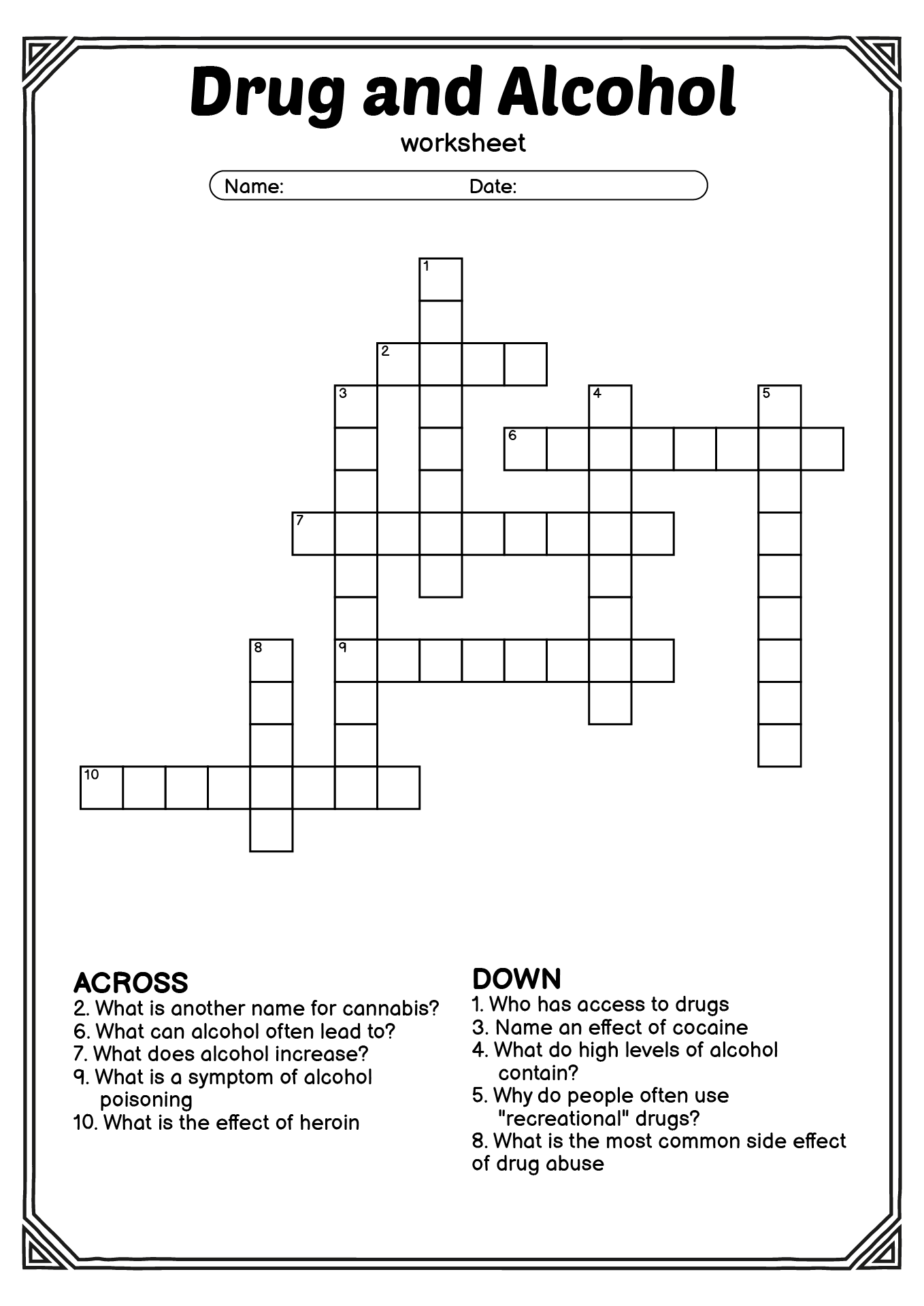 17 Free Printable Drug Worksheets Free PDF At Worksheeto