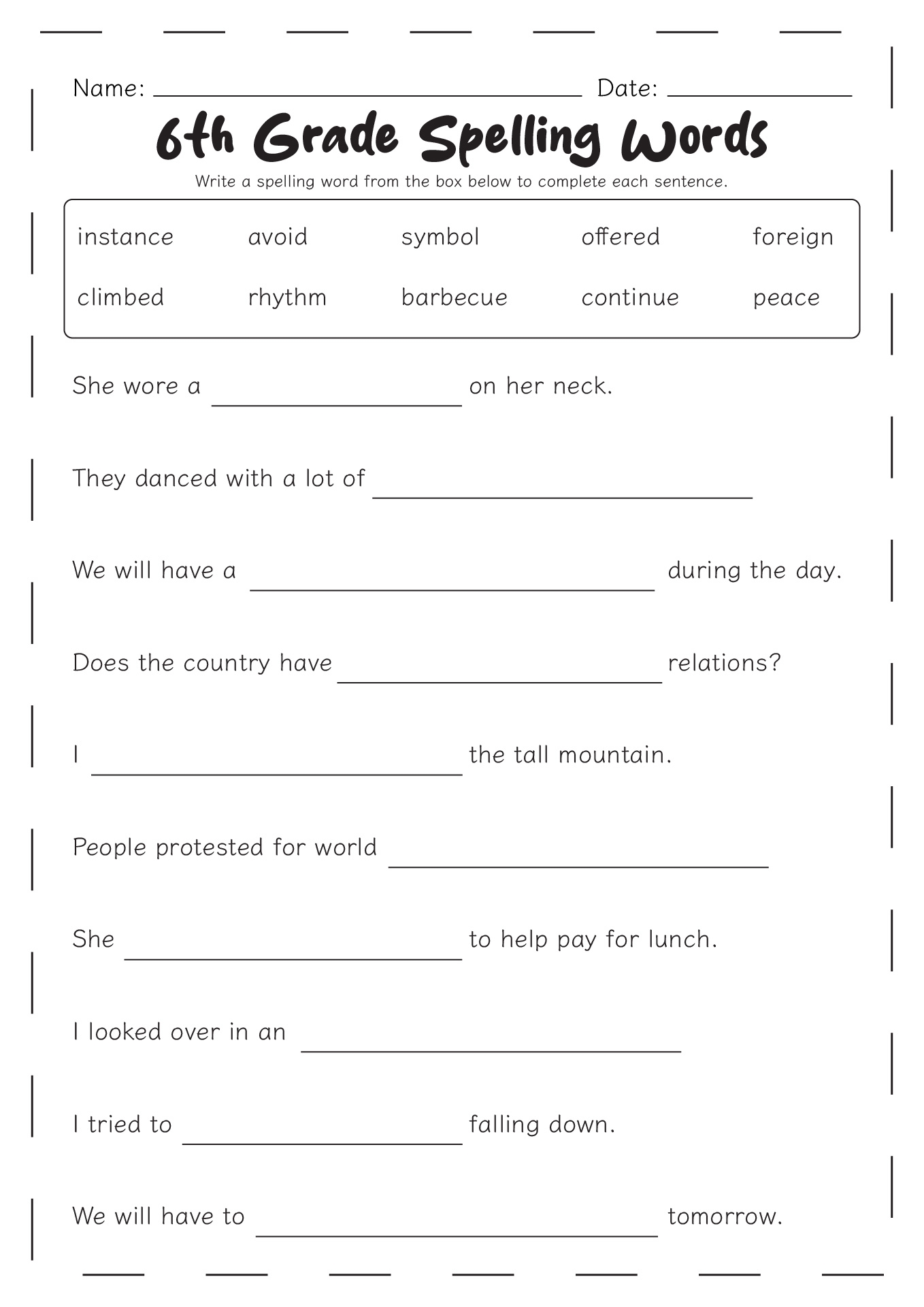 17 Sixth Grade Spelling Words Worksheets Free PDF At Worksheeto