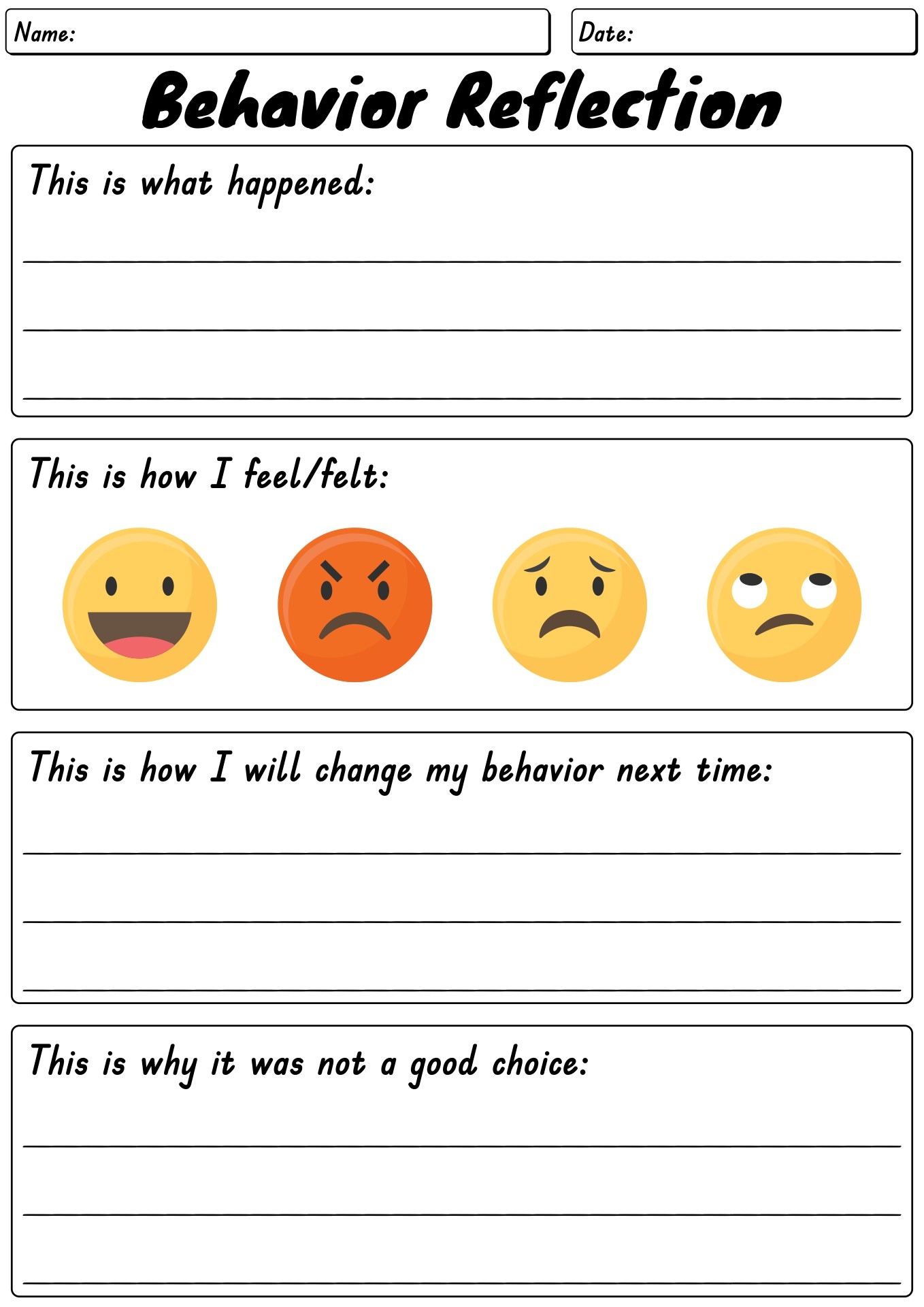 19 Student Behavior Reflection Worksheets Free PDF At Worksheeto 19 Student Behavior Reflection Worksheets Free PDF At Worksheeto