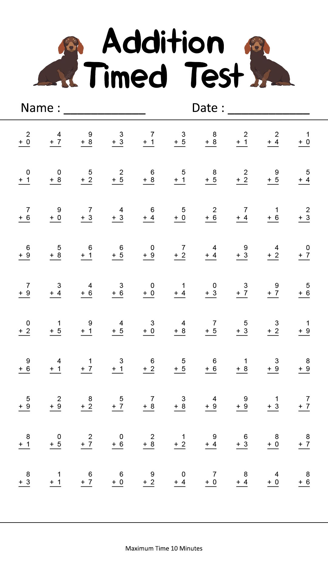 Mixed Multiplication Facts 1 12 Timed Tests Worksheets Etsy