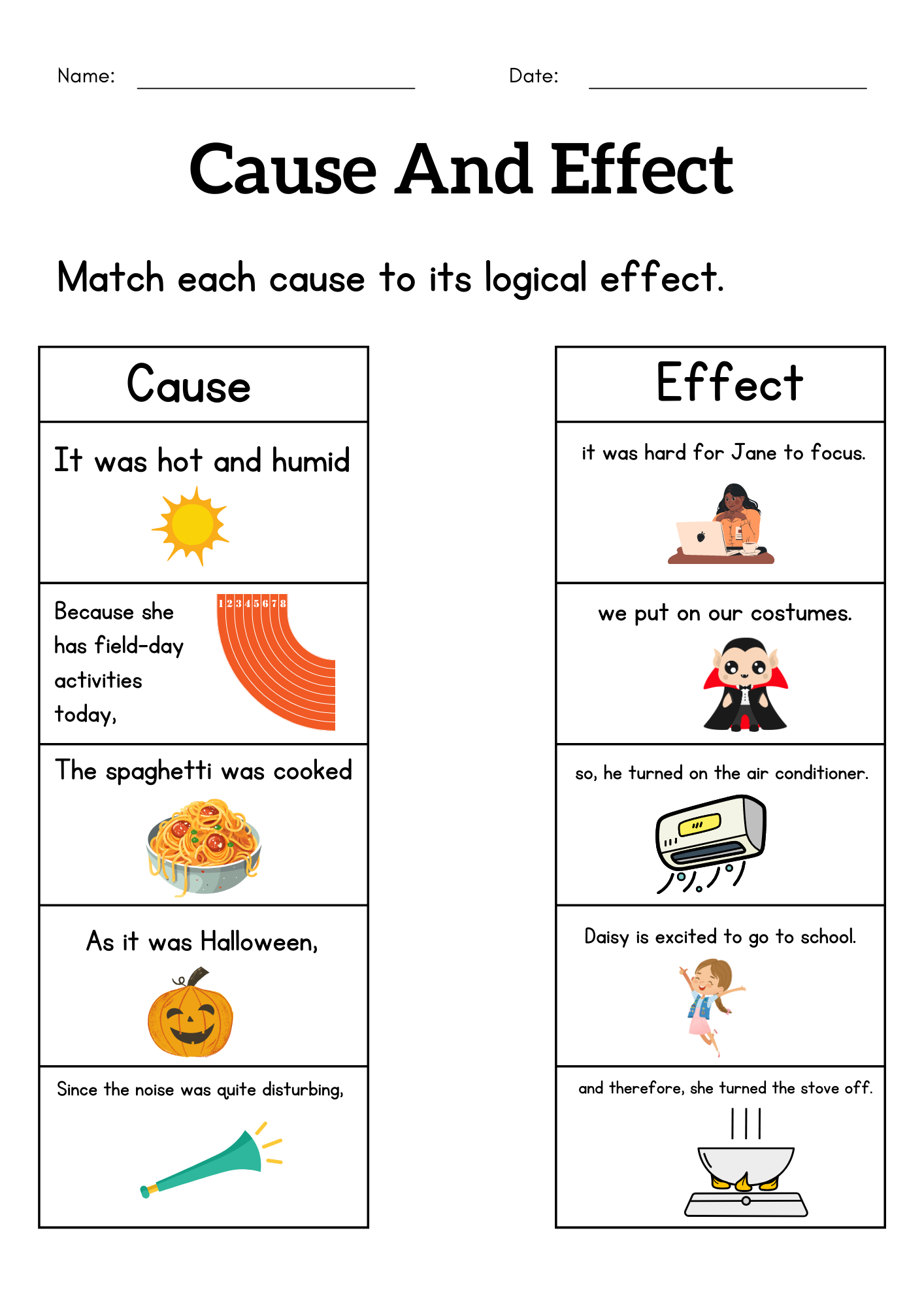 Reading Worksheets Cause And Effect Worksheets