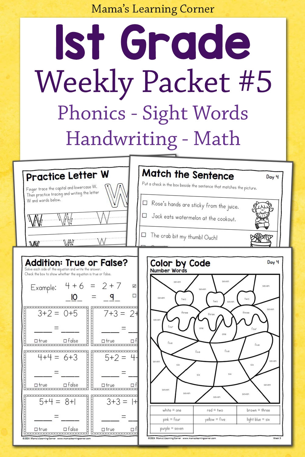 1st Grade Summer Practice Worksheets Week 5 Skills Packet Mamas Learning Corner