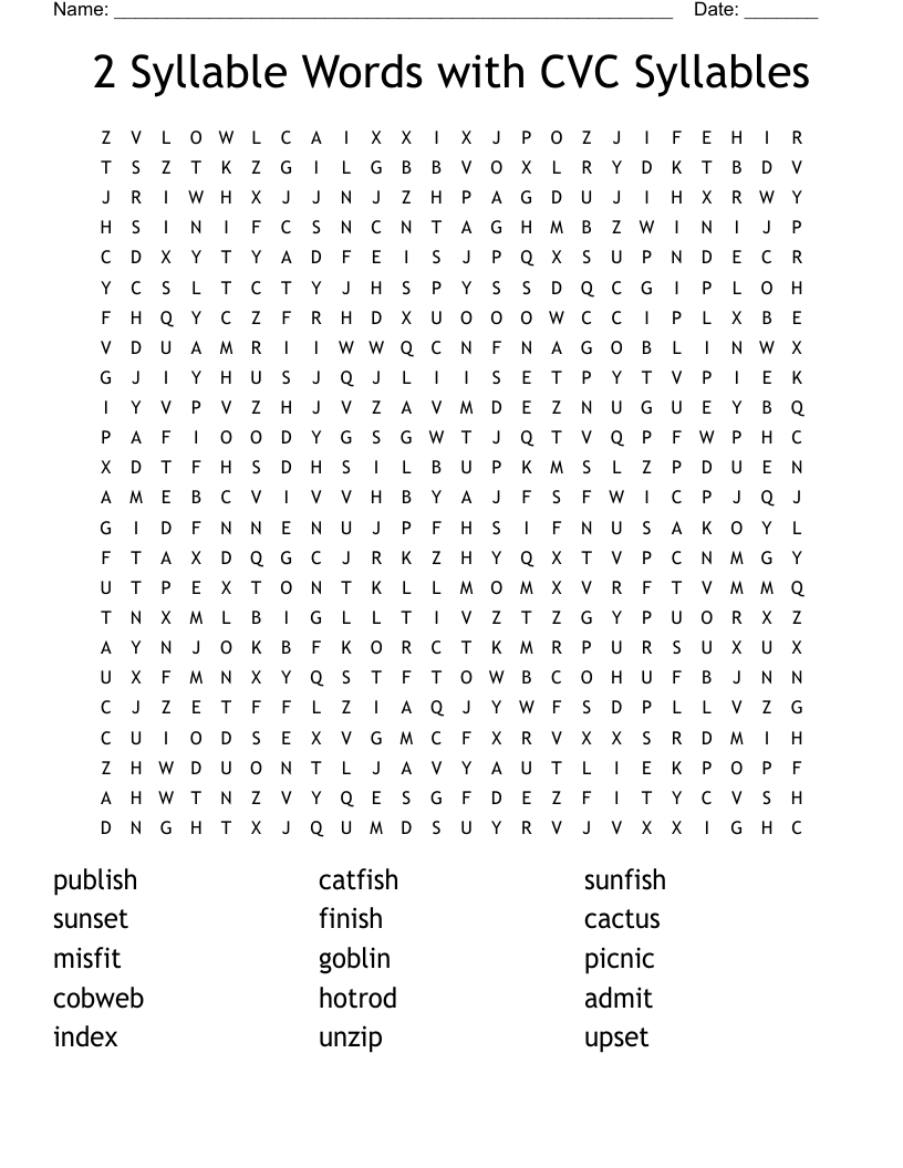 2 Syllable Words With CVC Syllables Word Search WordMint 2 Syllable Words With CVC Syllables Word Search WordMint