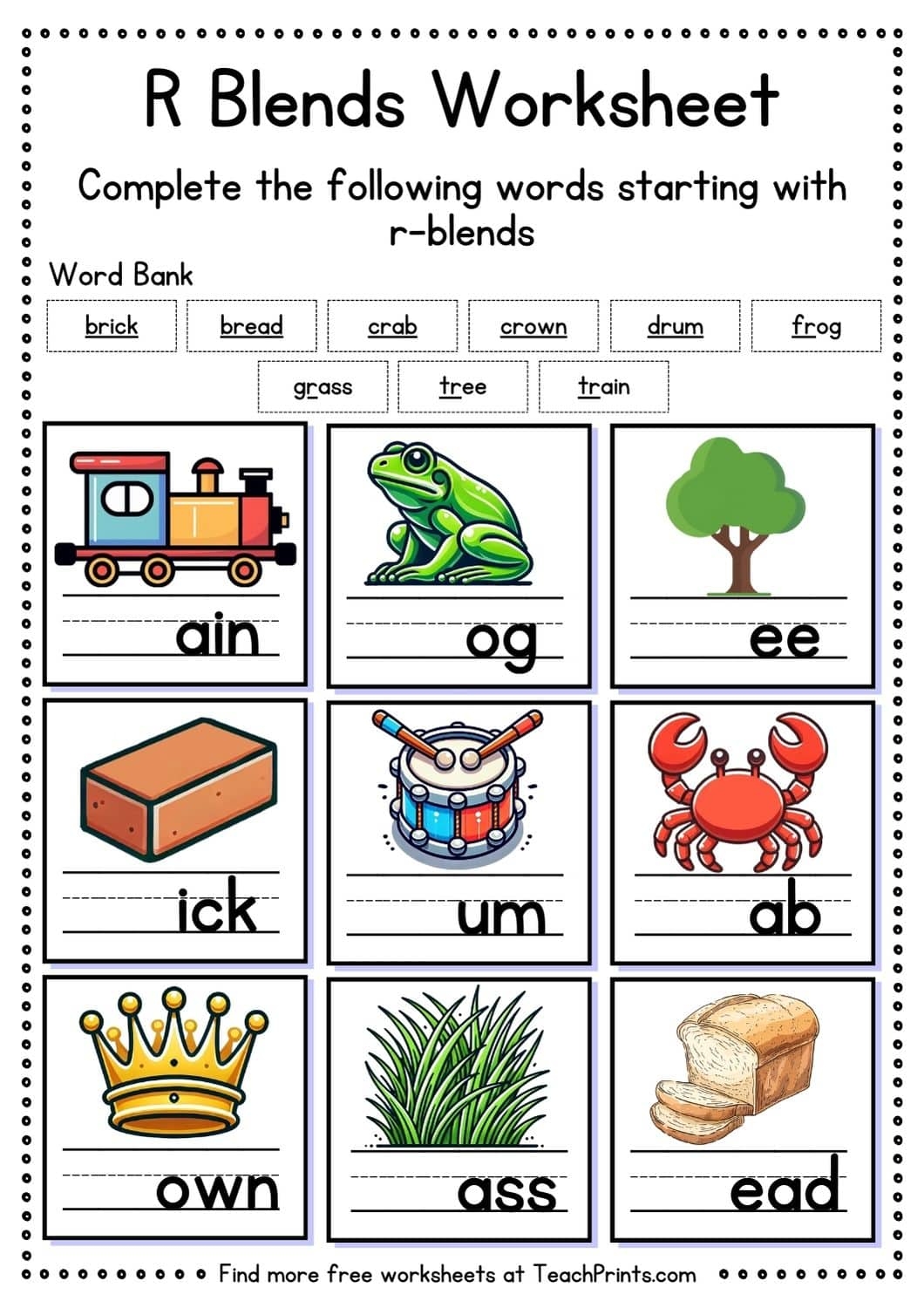 Beginning Blends Word Sort Cut Paste Worksheets