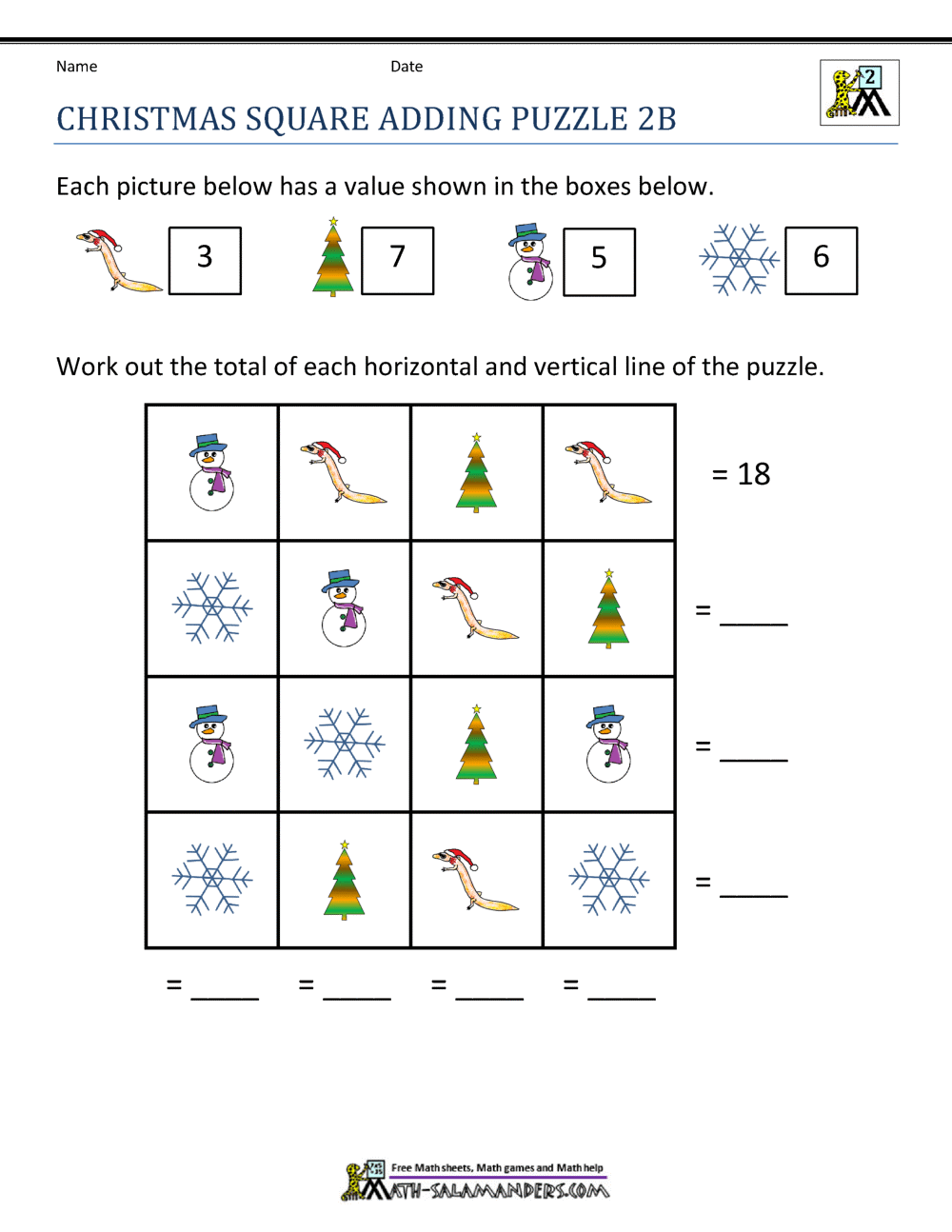 2nd Grade Christmas Math Worksheets
