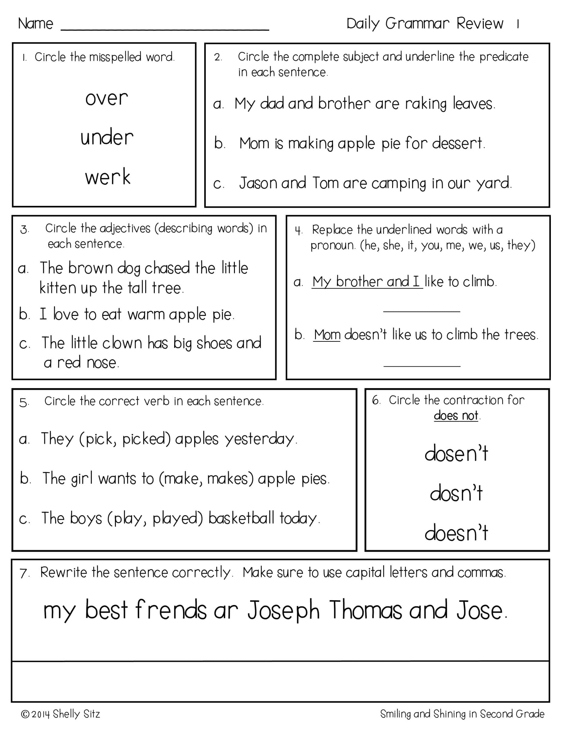 Correct The Sentences Worksheets 10 Page Printable For 1st And 2nd Grade ELA Students ELA Worksheets Sentence Writing ELA Teacher Print Etsy