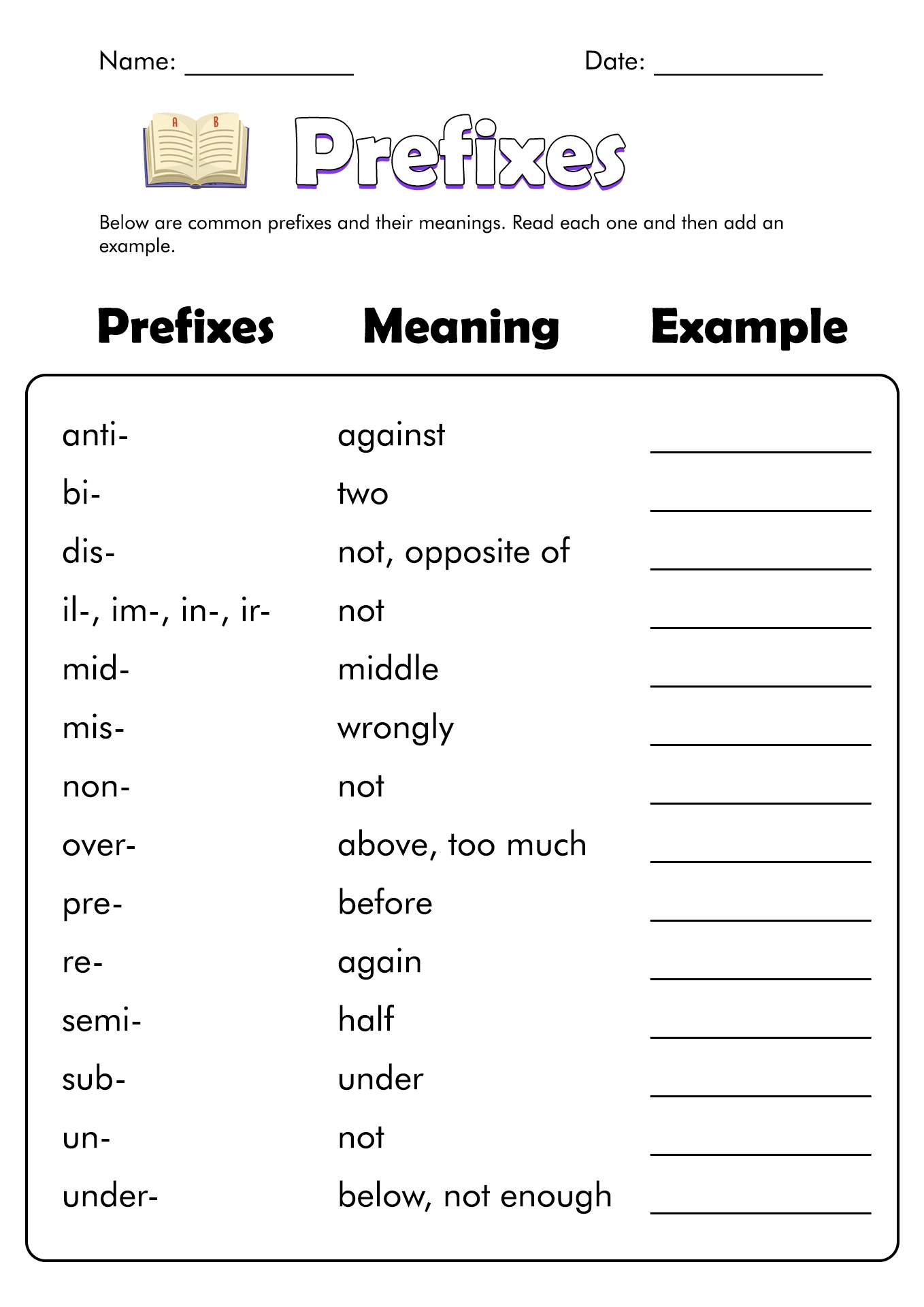 2nd Grade Prefixes Worksheet Fun Learning Activities For Young Scholars
