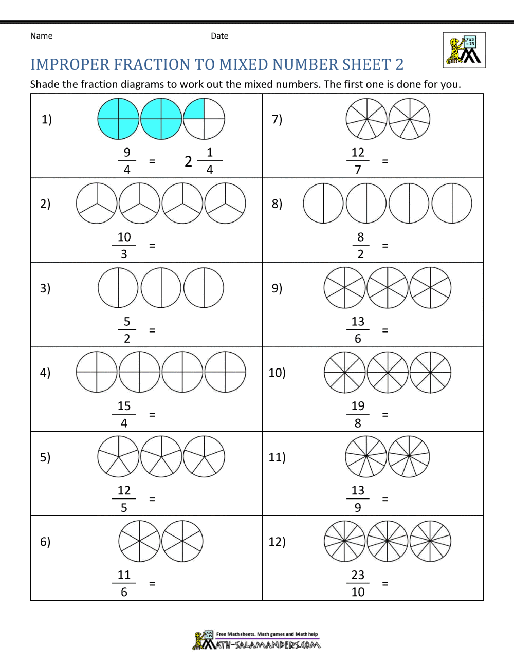 3 Adding Mixed Numbers With Like Denominators Worksheets Improper Fraction Worksheets