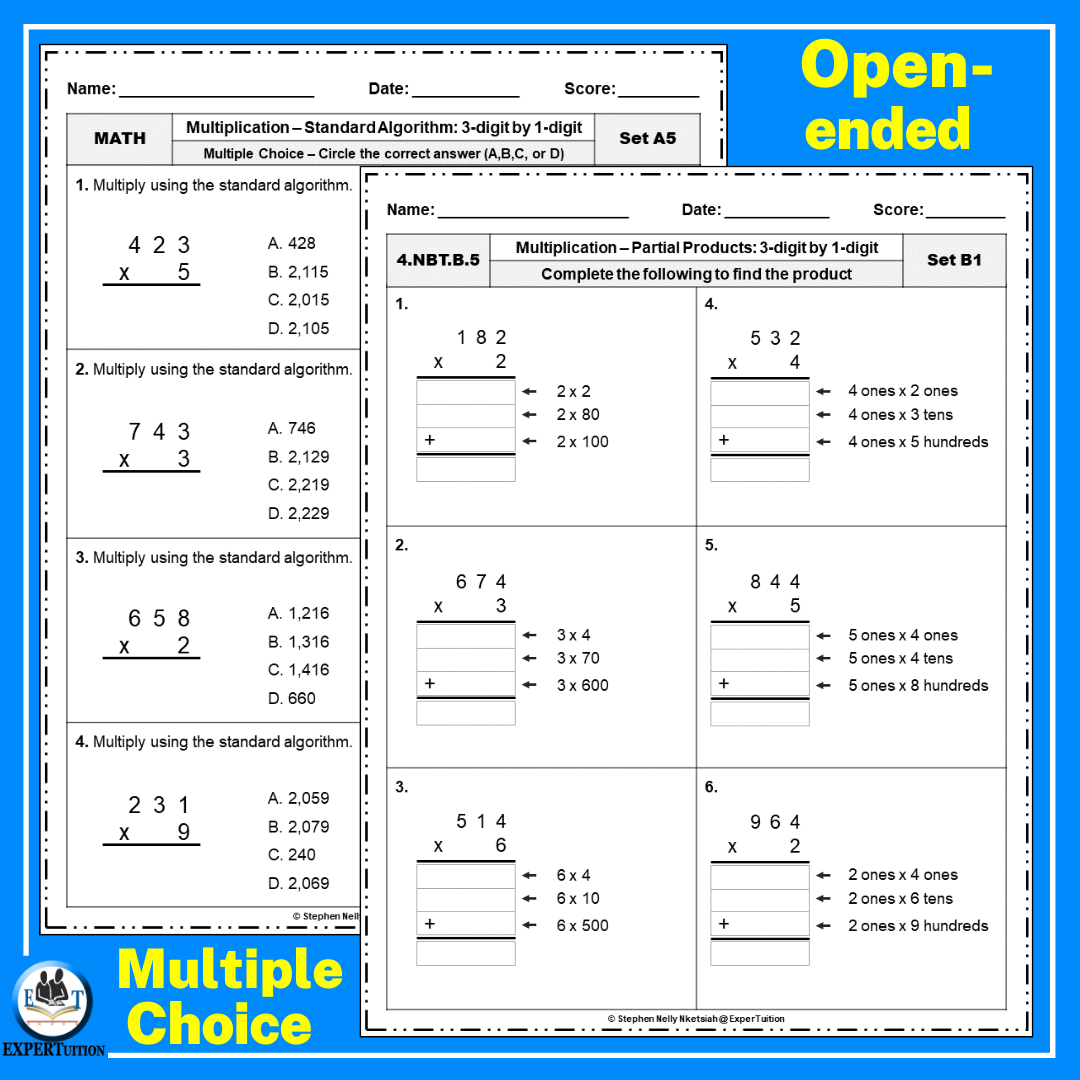 3 Digit By 2 Digit Area Model Multiplication Worksheets Made By Teachers