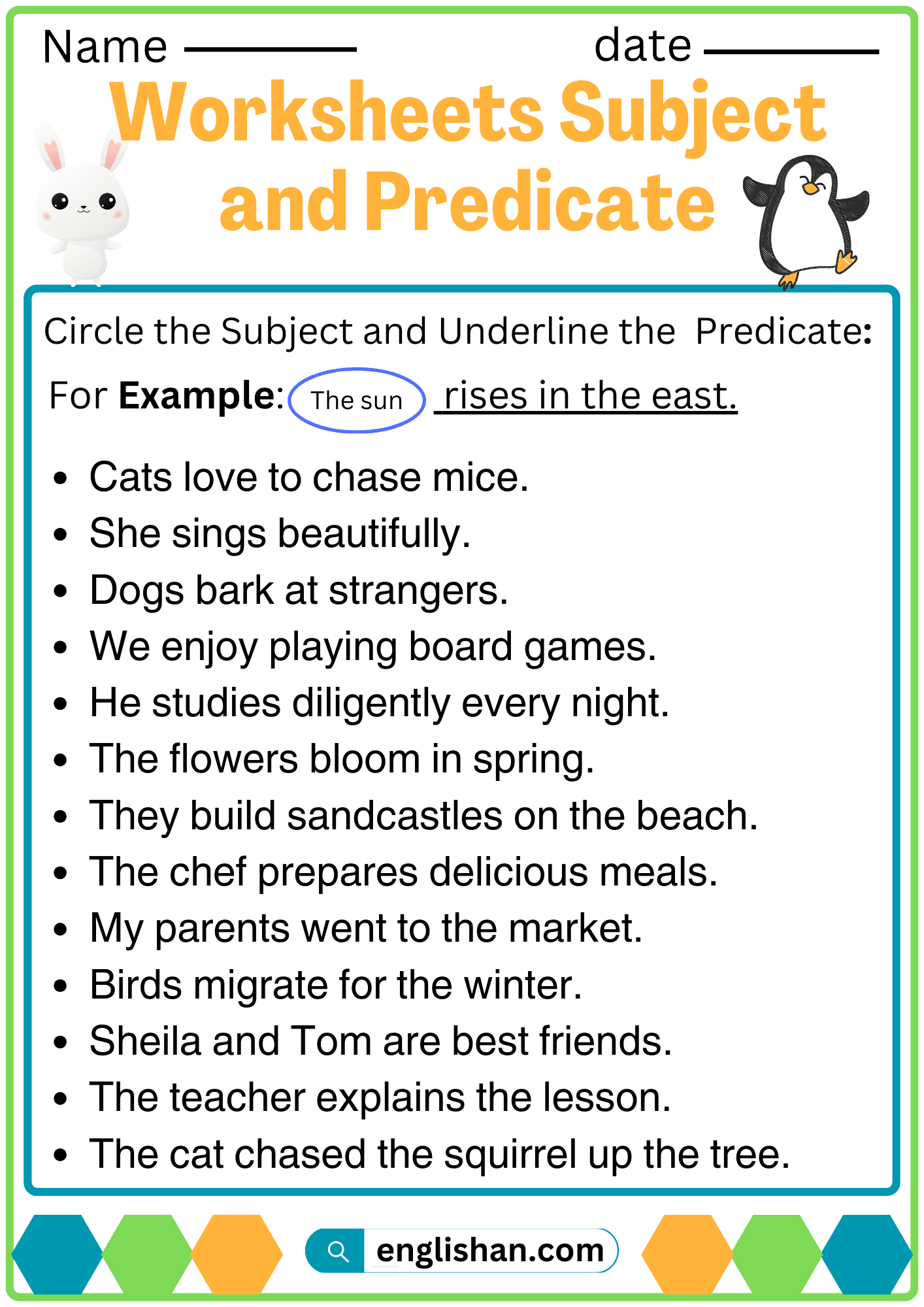 Englishlinx Subject And Predicate Worksheets
