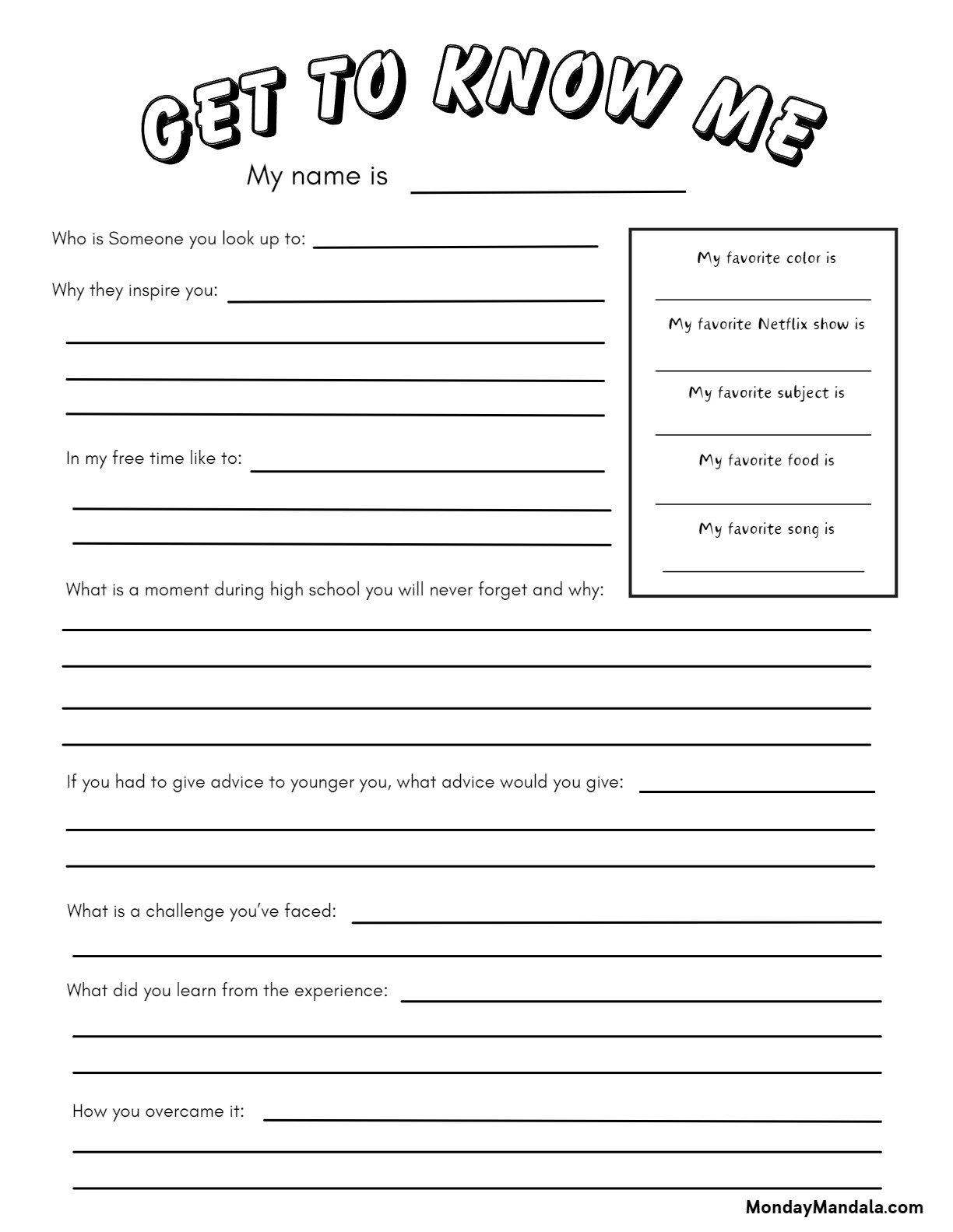 30 All About Me Worksheets Free PDF Printables