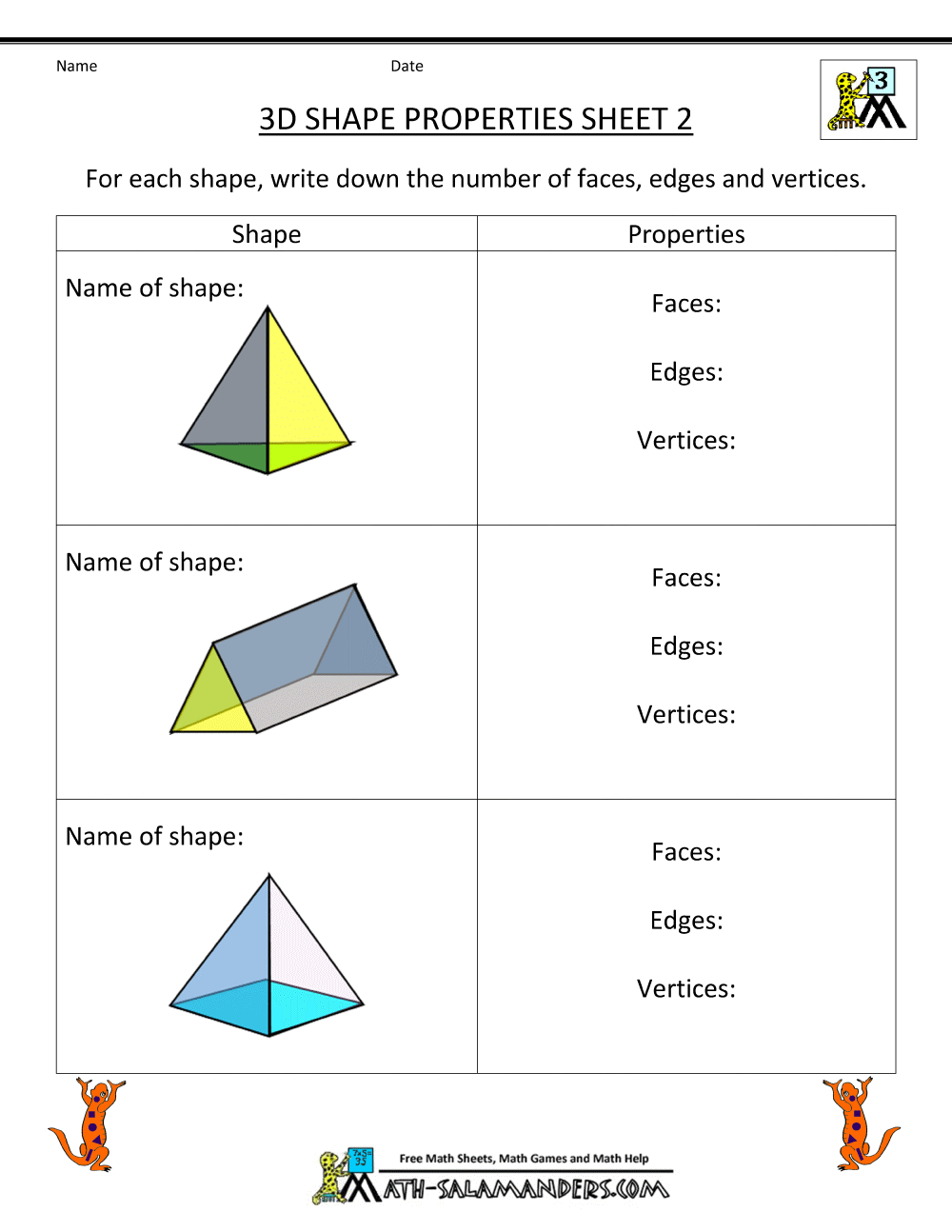 3rd Grade Geometry Worksheets