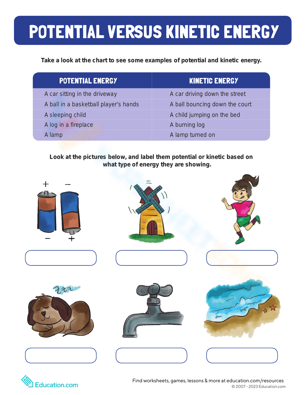 3rd Grade Kinetic And Potential Energy Worksheets Printable