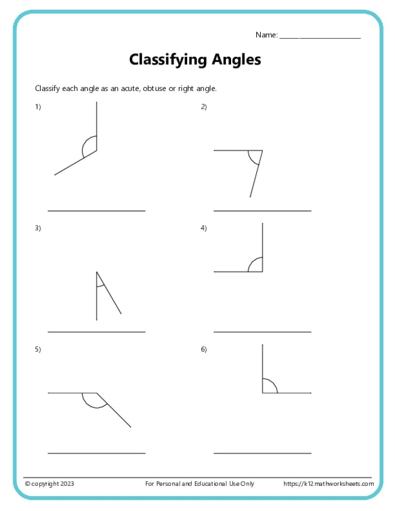3rd Grade Lines And Angles Worksheets K12 Math Worksheets