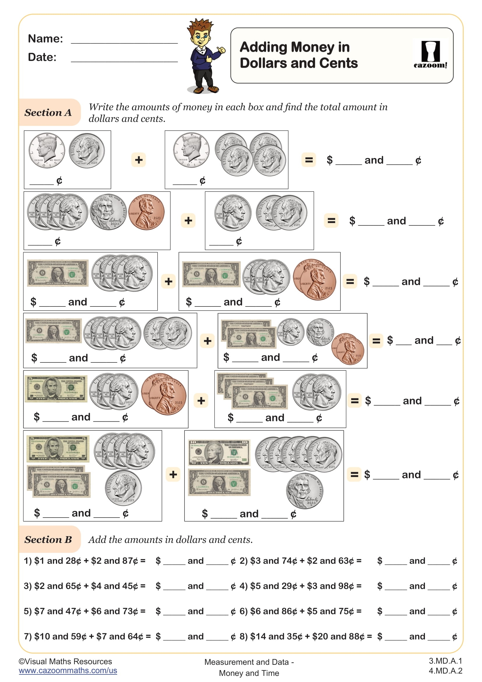 3rd Grade Money And Time Worksheets Cazoom Math