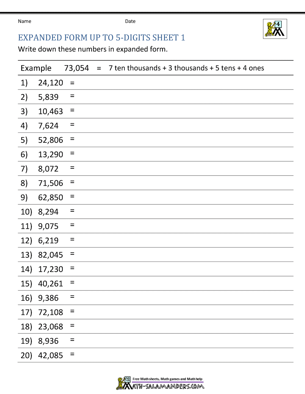 4th Grade Place Value Worksheets 4th Grade Place Value Worksheets