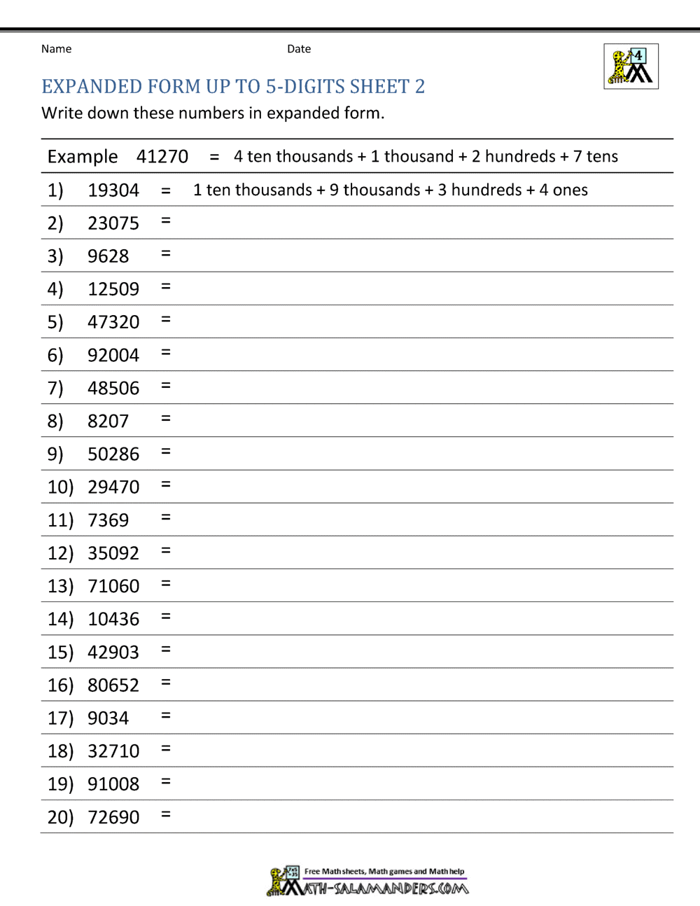 4th Grade Place Value Worksheets