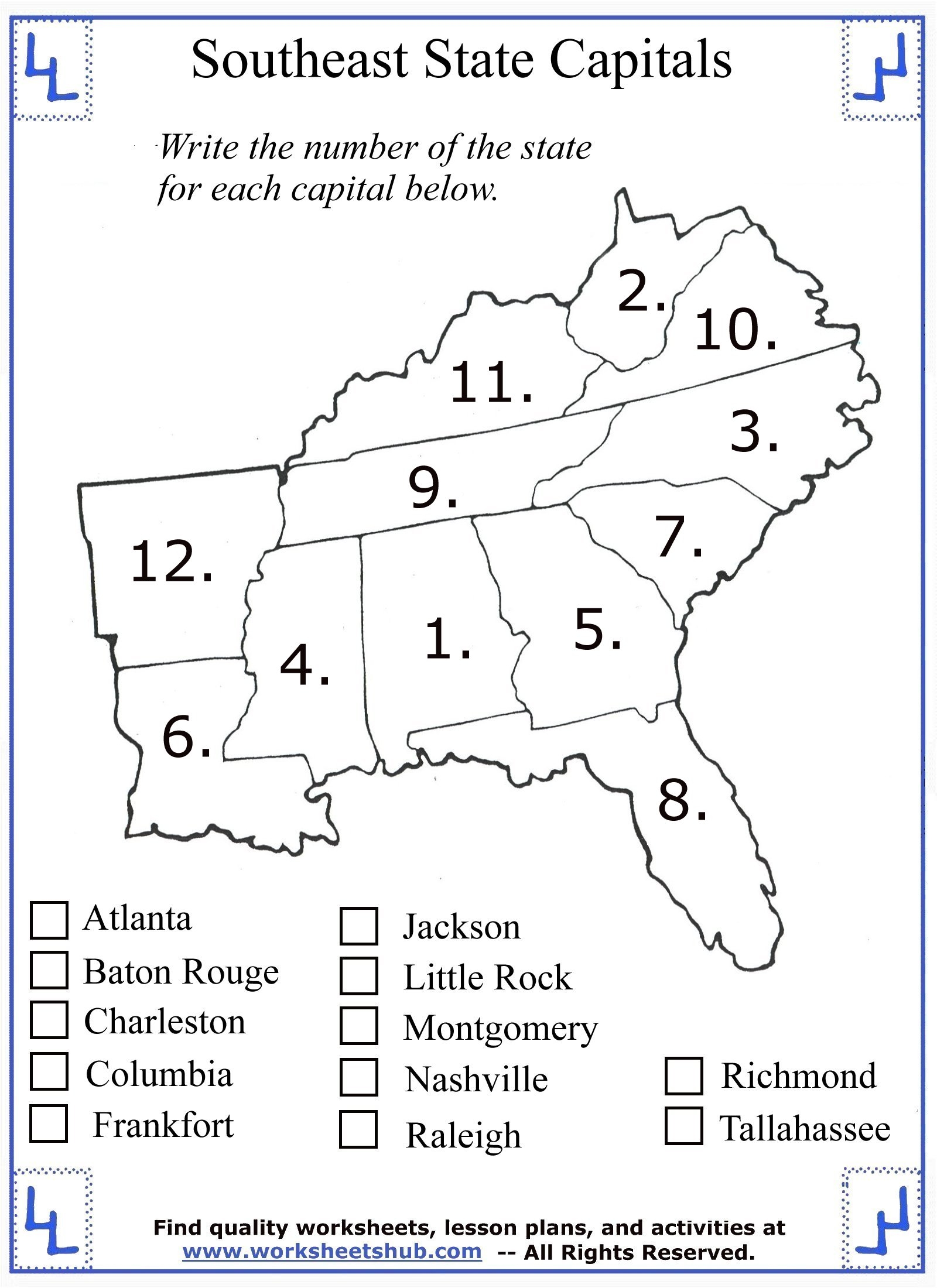 4th Grade Social Studies Southeast Region States