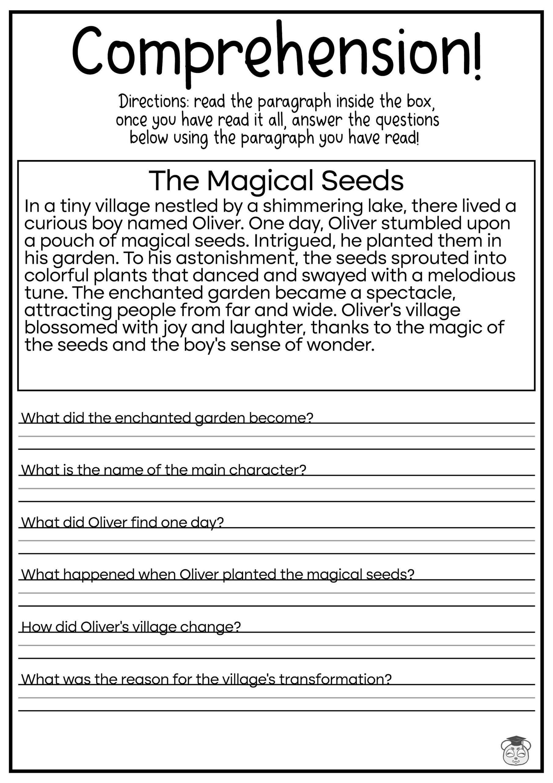 5 Printable Reading Comprehension English Worksheets Ages 4 7 KG1 To Grade 2 Etsy Israel