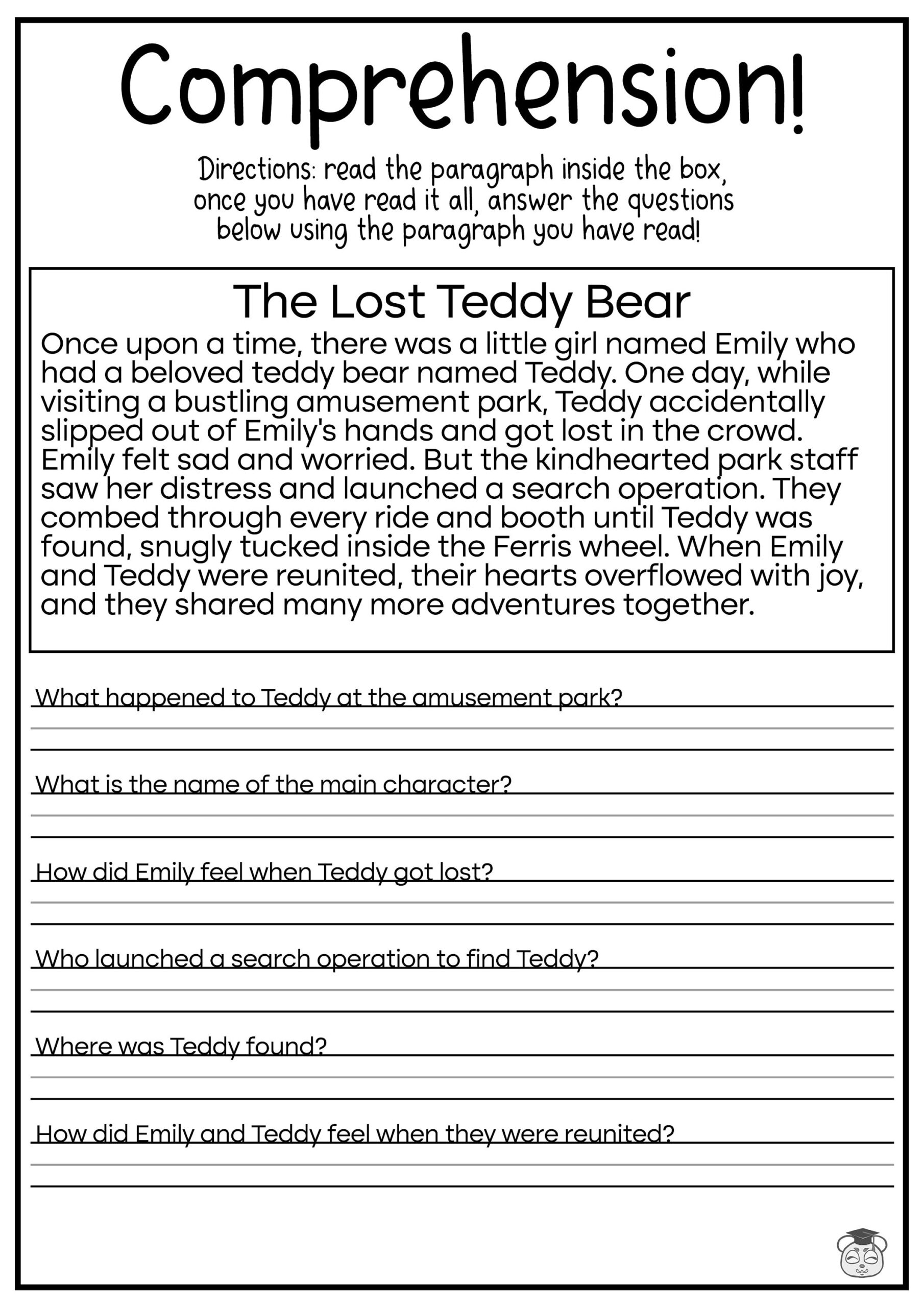 5 Printable Reading Comprehension English Worksheets Ages 4 7 KG1 To Grade 2 Etsy Israel