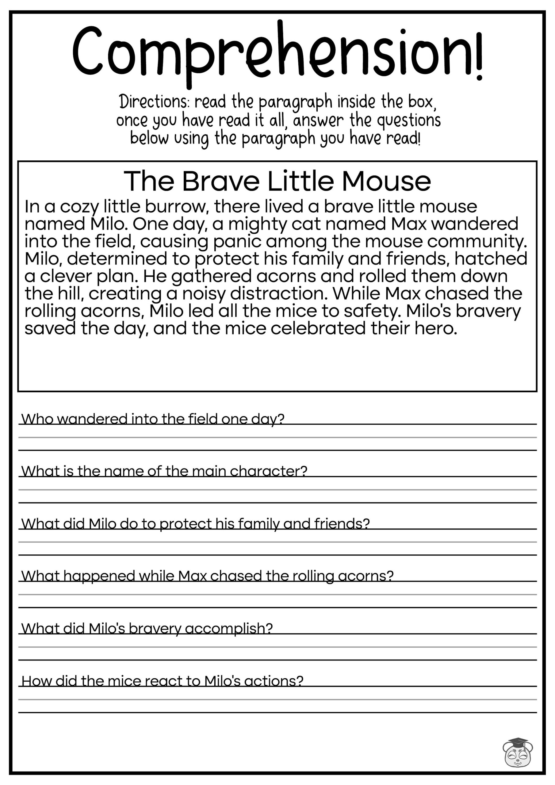 5 Printable Reading Comprehension English Worksheets Ages 4 7 KG1 To Grade 2 Etsy Articles Worksheet For Class 4 Grade1to6