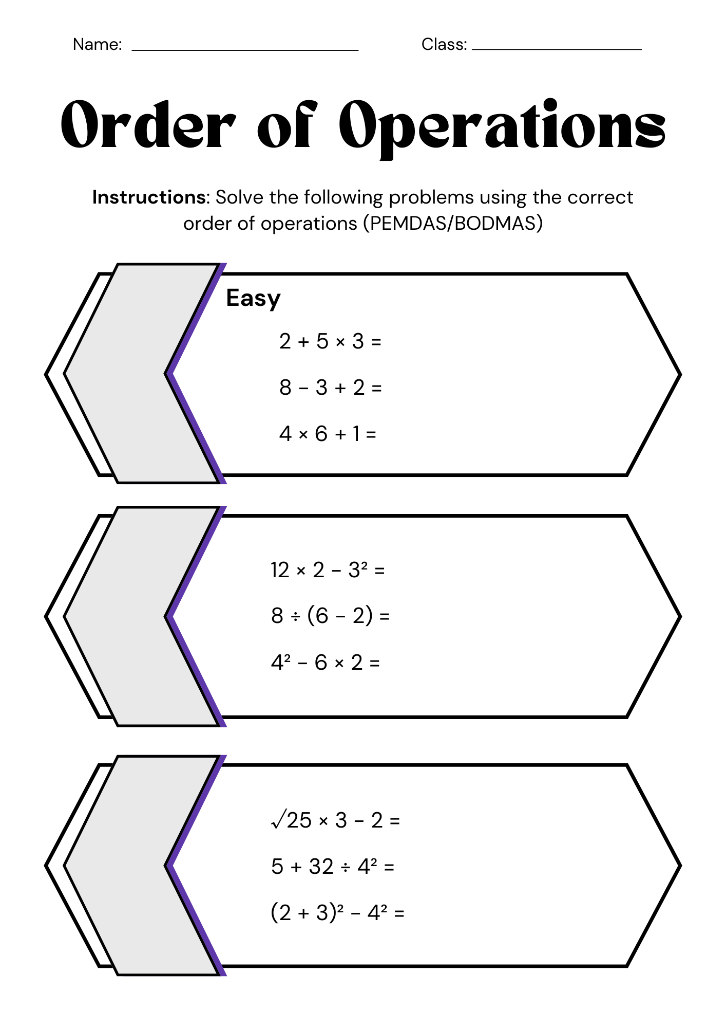 50 Free Printable Order Of Operations Worksheets To Download In Pdf