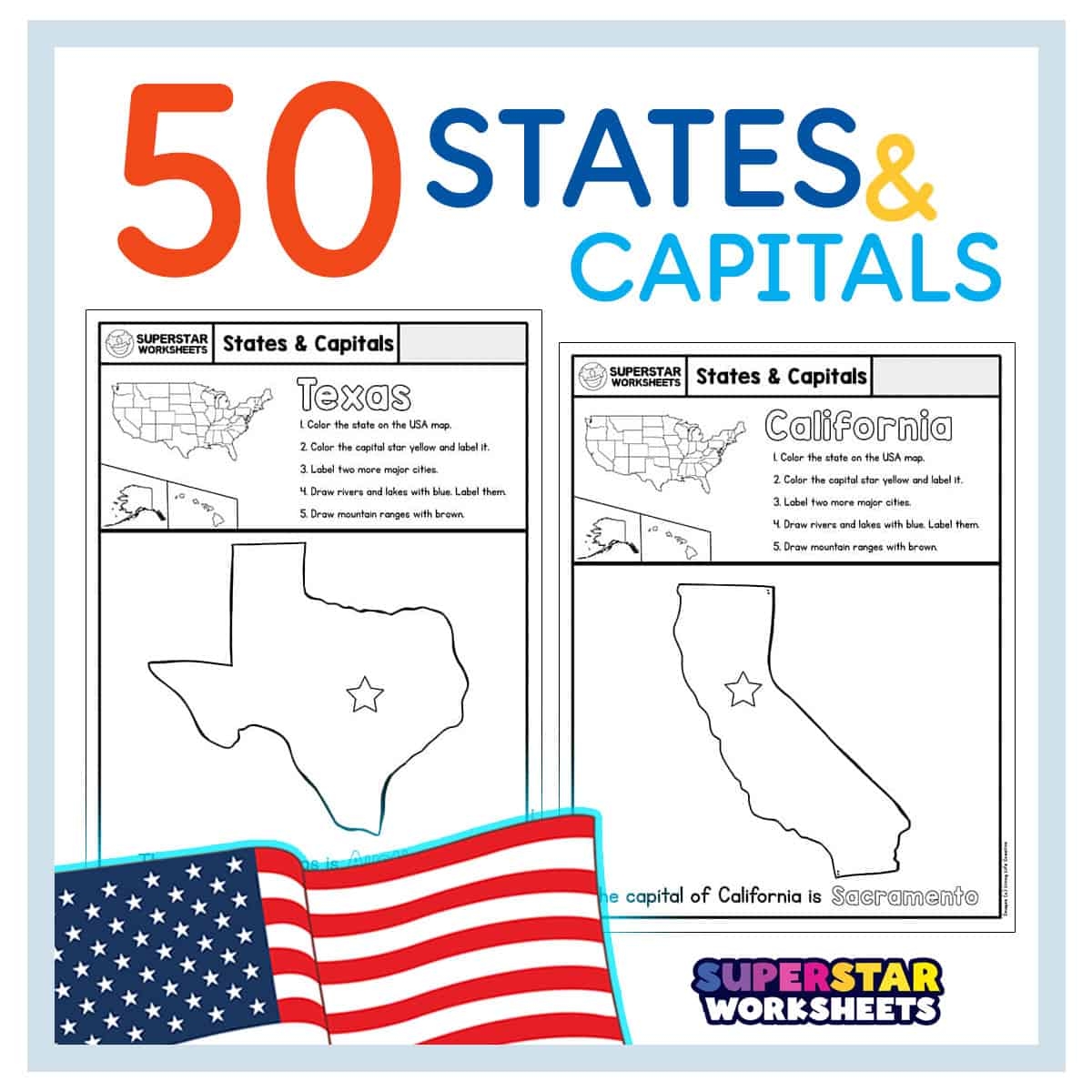 50 States Capitals Worksheets Free Printables Superstar Worksheets