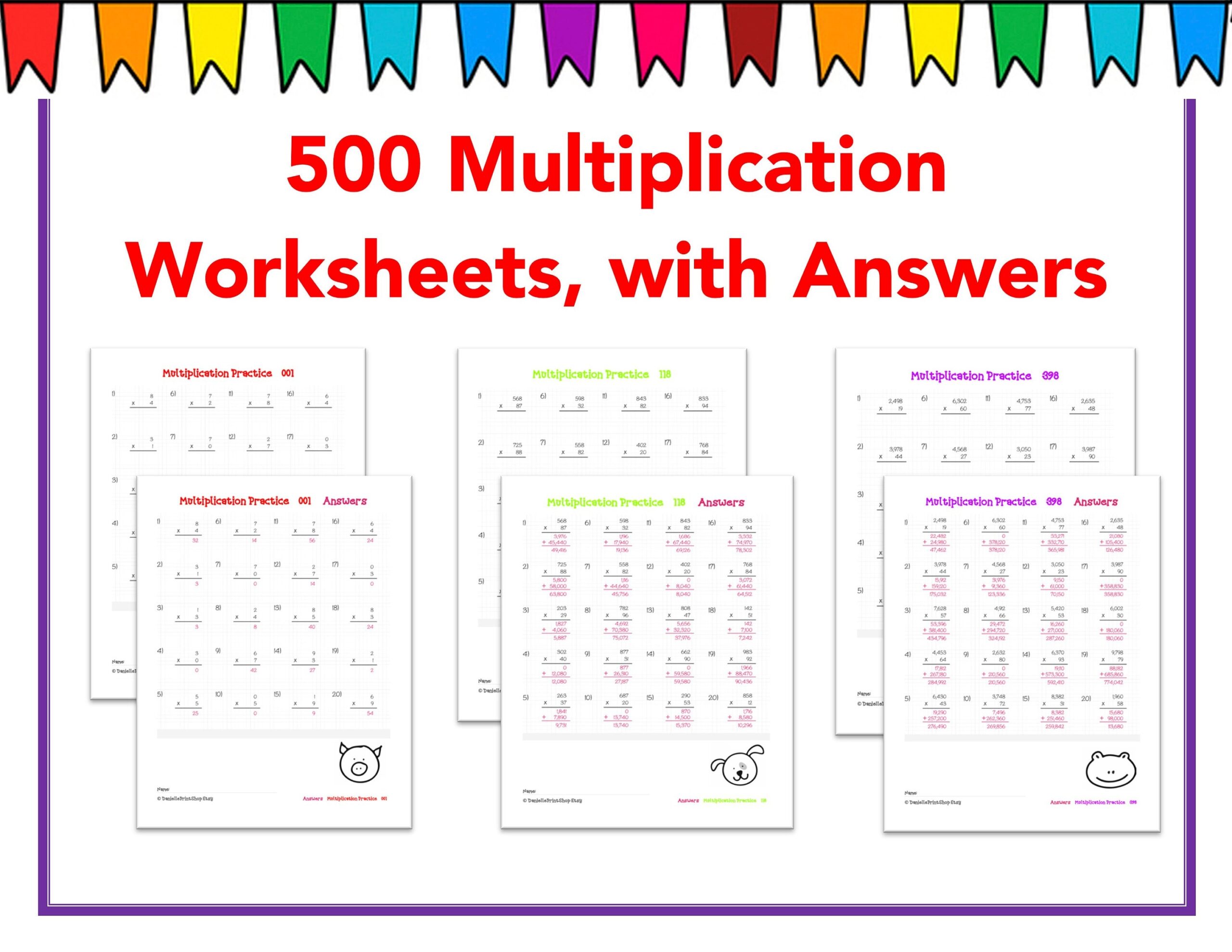 500 Math Drills Multiplication Worksheets With Answers Etsy 500 Math Drills Multiplication Worksheets With Answers Etsy
