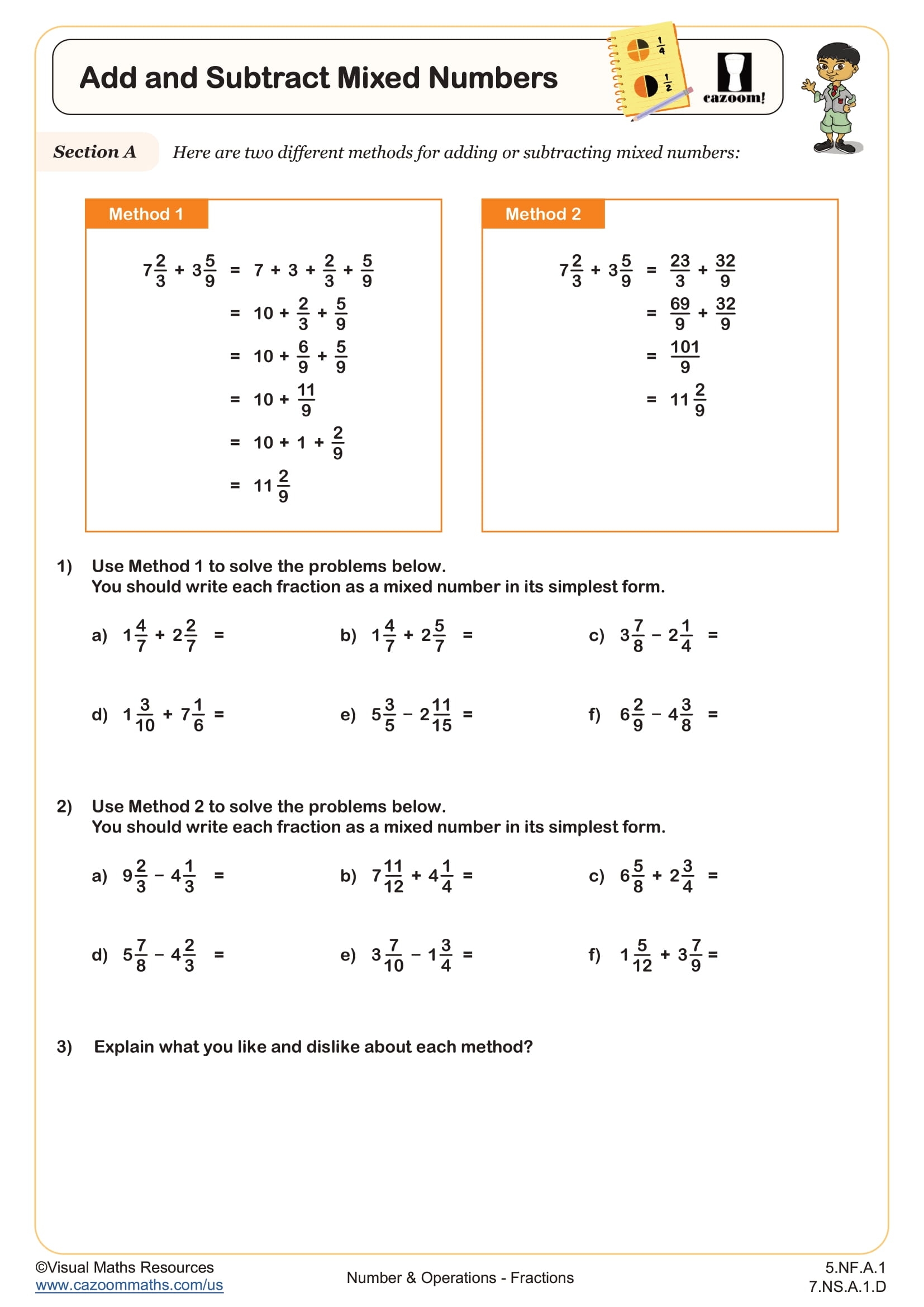 5th Grade Fractions Worksheets PDF Printable Worksheets Cazoom Math
