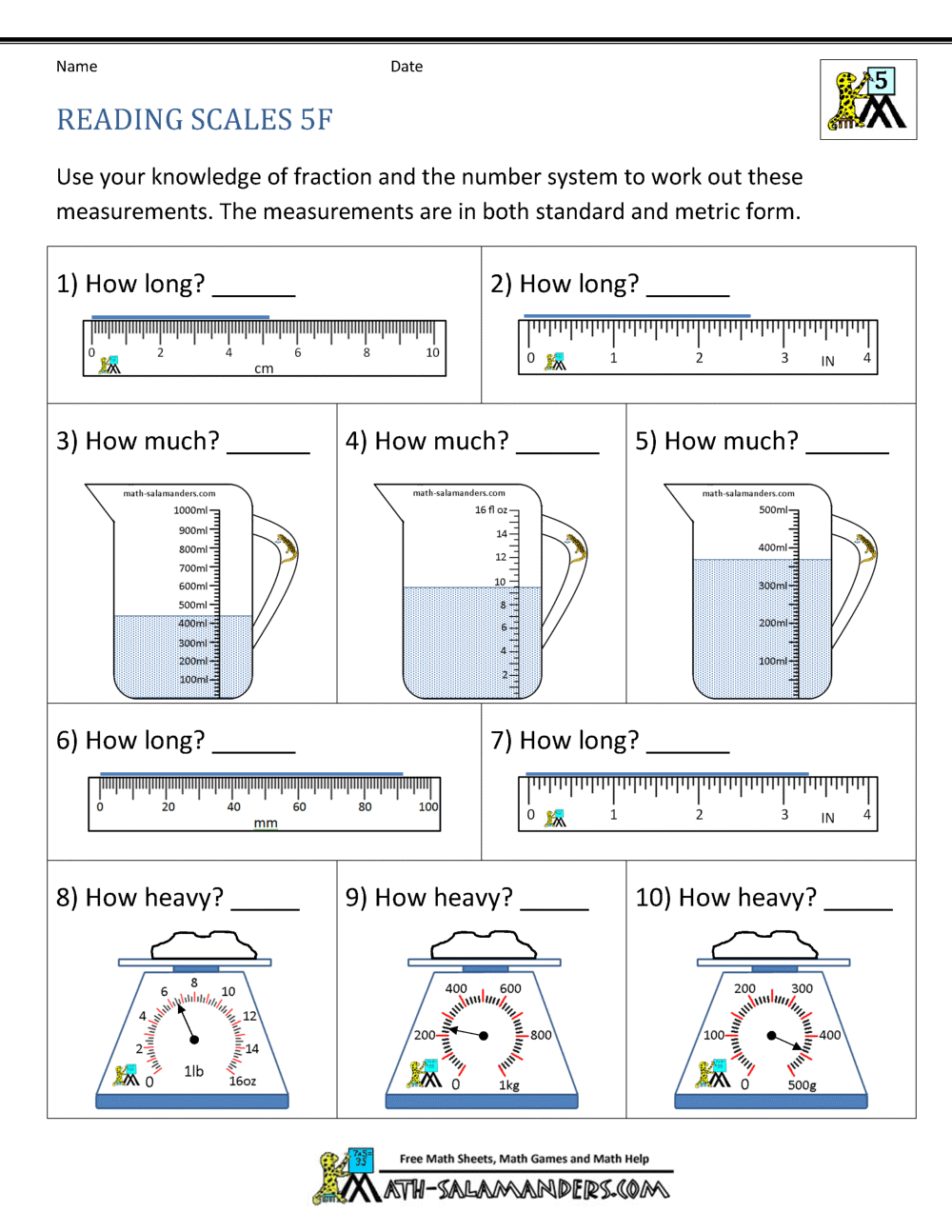 5th Grade Measurement Worksheets 5th Grade Measurement Worksheets