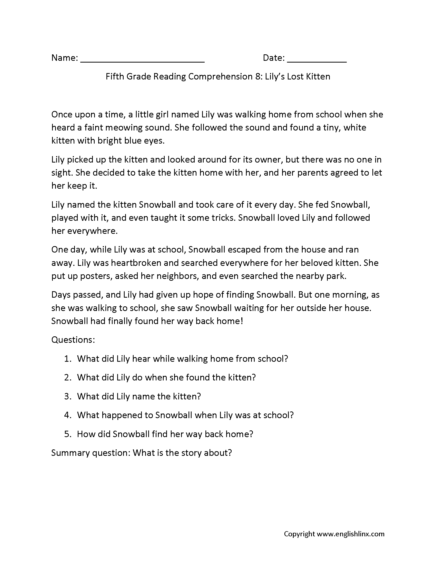 5 Printable Reading Comprehension English Worksheets Ages 4 7 KG1 To Grade 2 Etsy Israel