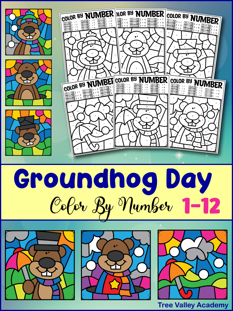 6 Groundhog Day Color By Number Coloring Pages For Kids 6 Groundhog Day Color By Number Coloring Pages For Kids