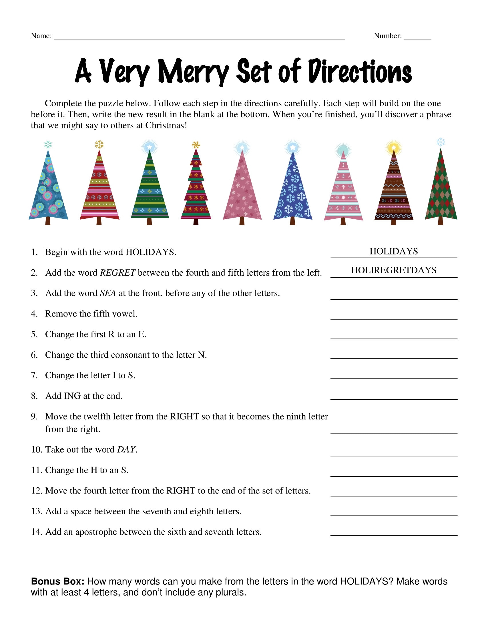 6th Grade 7th Grade 8th Grade Christmas Riddle Worksheets Middle School Follow Directions Homeschool Teenagers Etsy